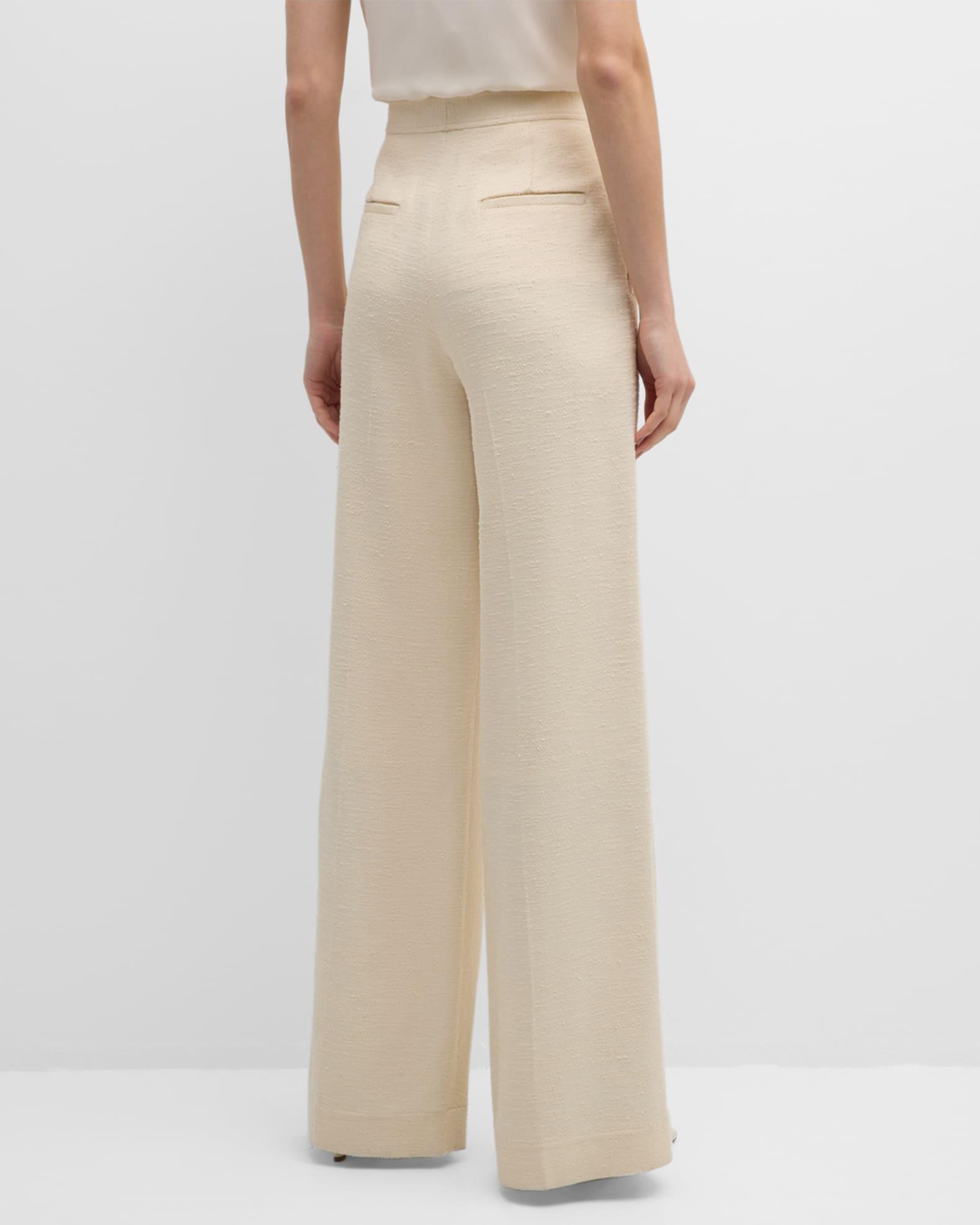 Pintuck Italian Fluid Tonal Tweed Wide-Leg Pants Product Image