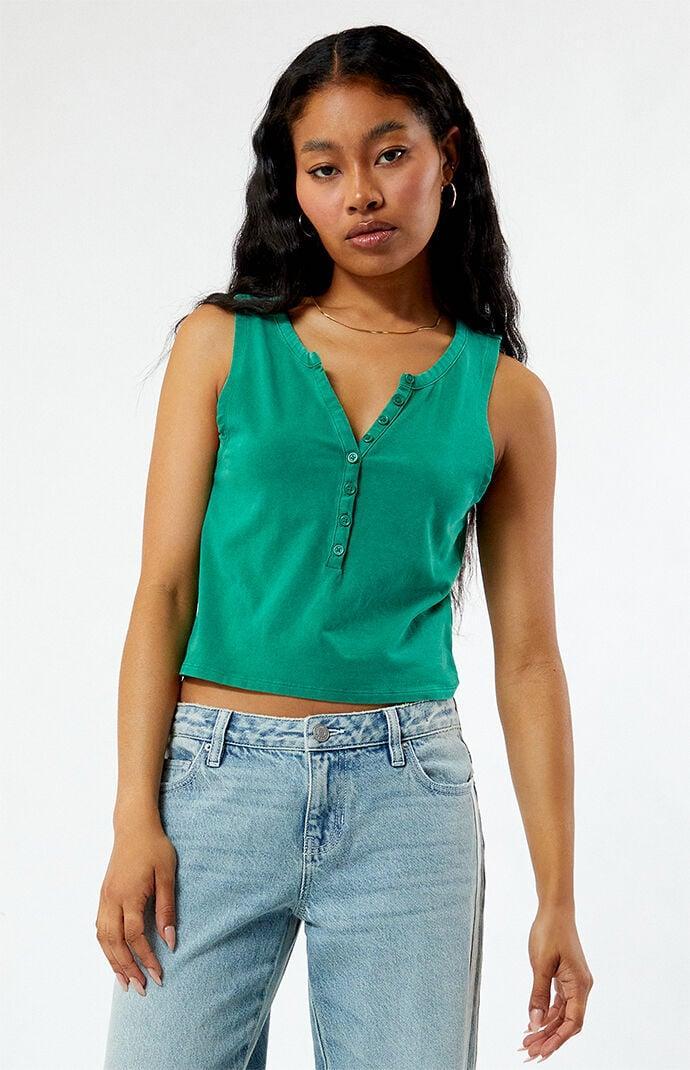 Est. PAC 1980 Women's Vintage Wash Notched Button Tank Top Product Image