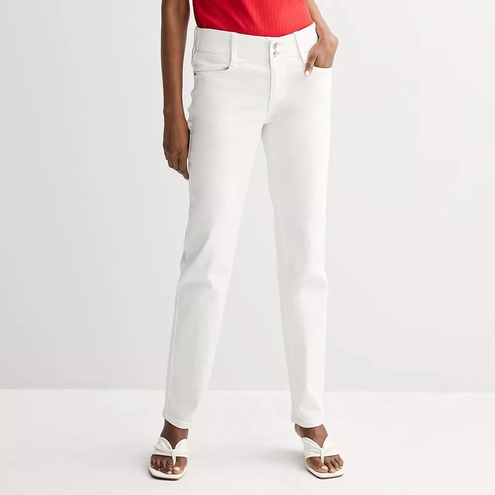 Women's Nine West Tummy-Control Slim Straight Jeans, Size: 12, White Knight Product Image