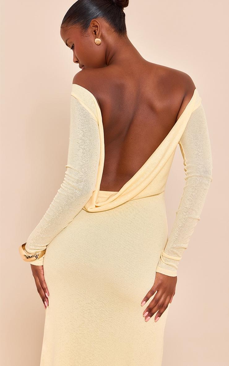 Butter Cream Double Layer Onion Skin Cowl Back Maxi Dress Product Image
