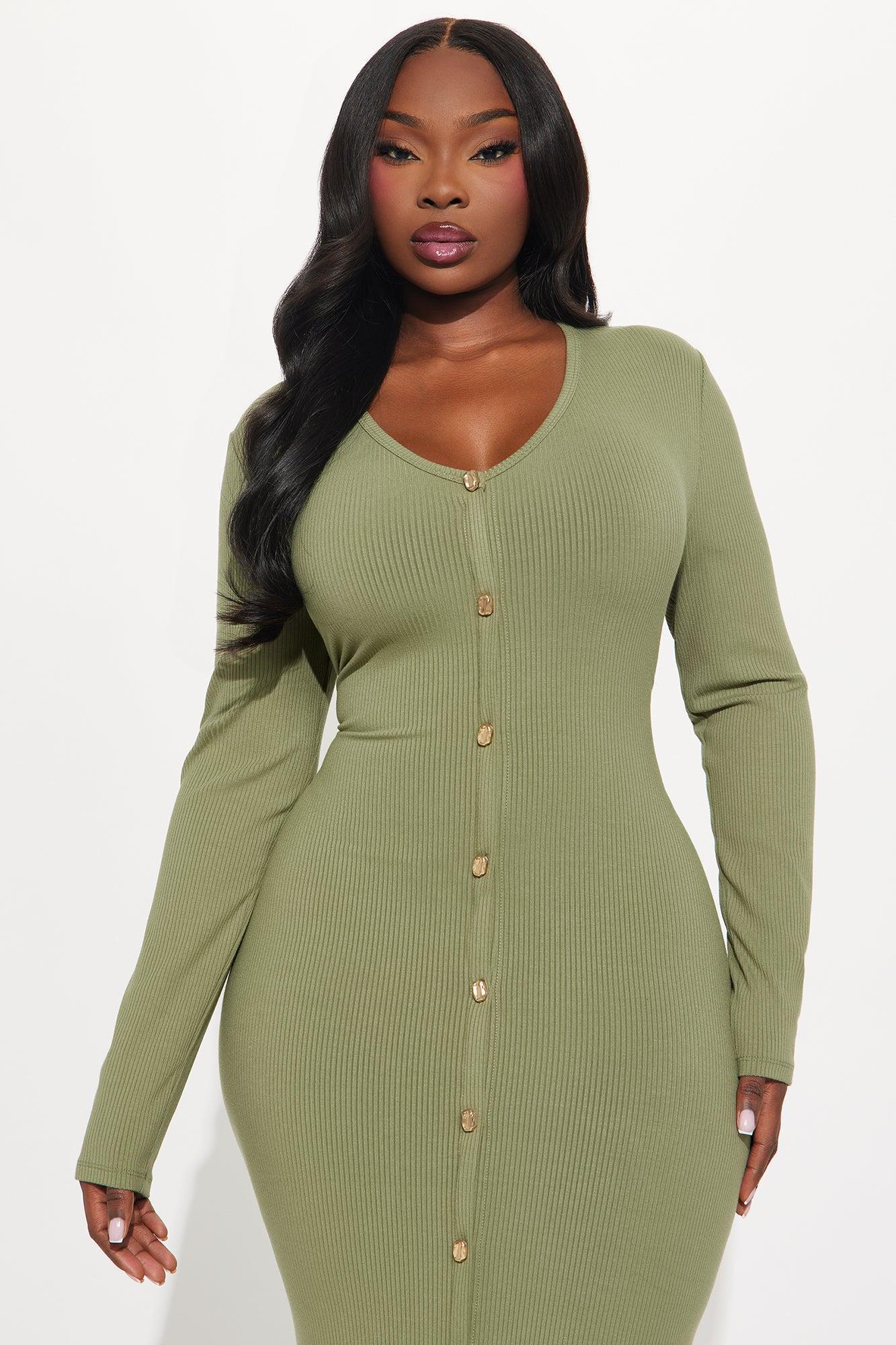 Weekend Vibin' Ribbed Maxi Dress - Olive Product Image