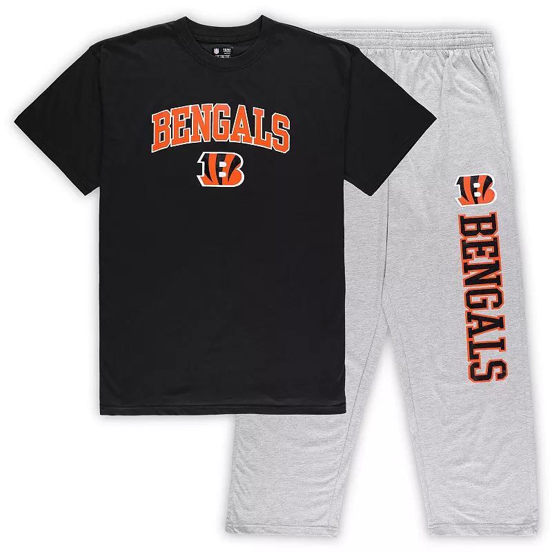 Men's Concepts Black/Heather Gray Sport Cincinnati Bengals Big & Tall T-Shirt & Pants Sleep Set, Size: 4XB Product Image