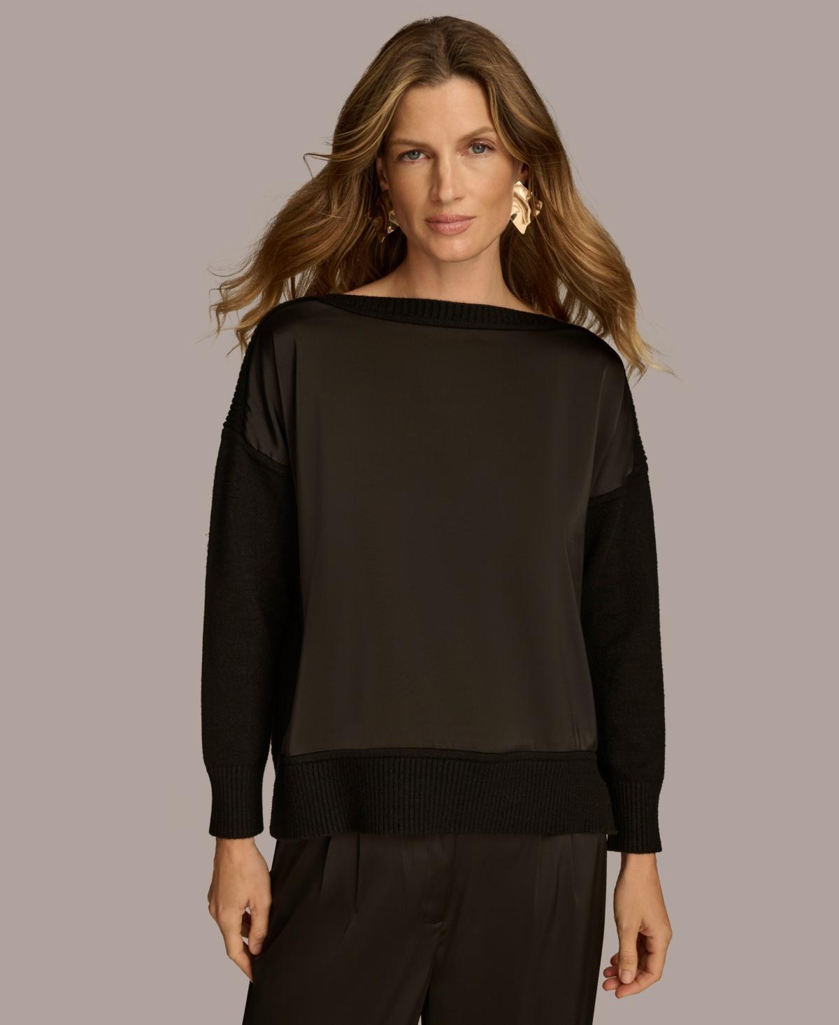 Donna Karan New York Womens Mixed-Media Sweater Product Image