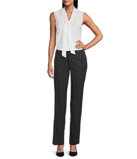 Kasper Pinstripe Mid Rise Straight Leg Pants Product Image