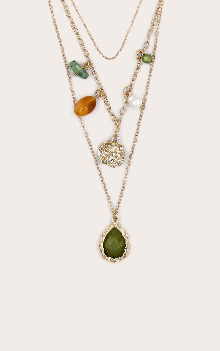 Jade Green Resin Bead Pendant Necklace Product Image