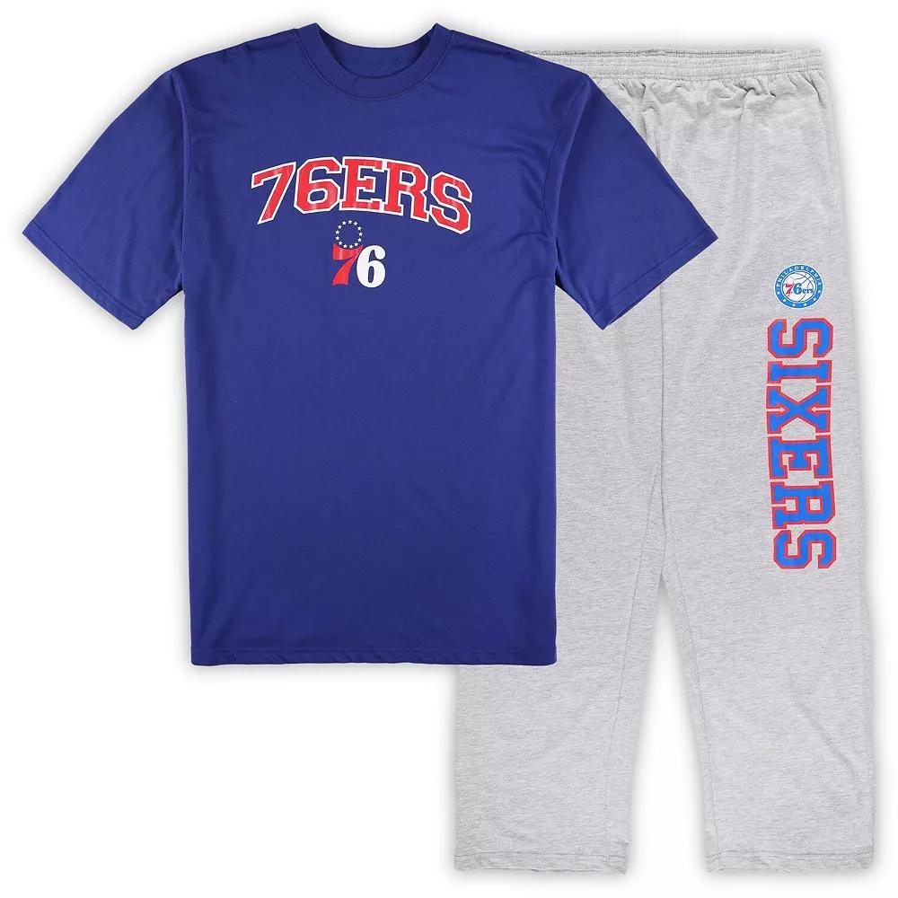 Men's Concepts Sport Royal/Heather Gray Philadelphia 76ers Big & Tall T-Shirt and Pajama Pants Sleep Set, Size: XLT, 76r Blue Product Image