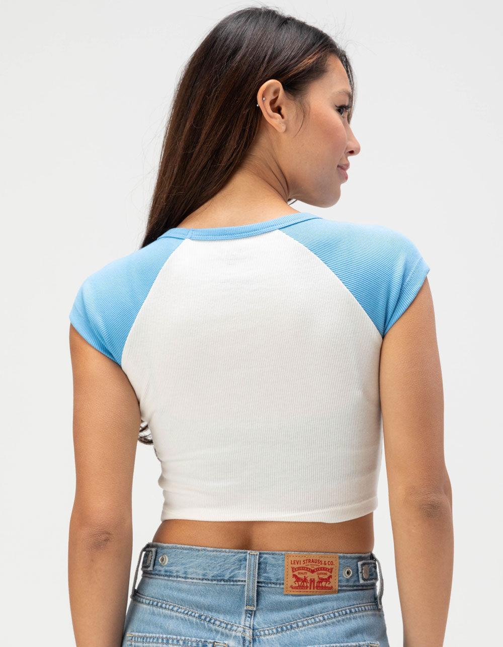 ROXY Paraiso Womens Raglan Baby Tee - BLUE/WHT Product Image
