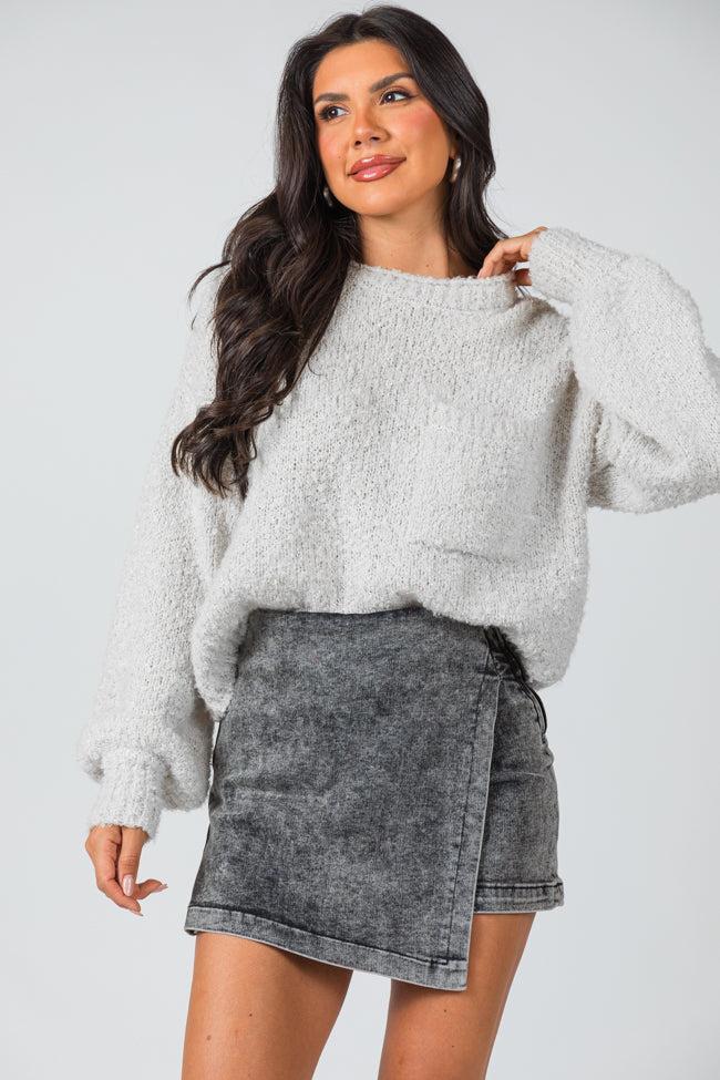 My Favorite Black Acid Wash Denim Skort Product Image