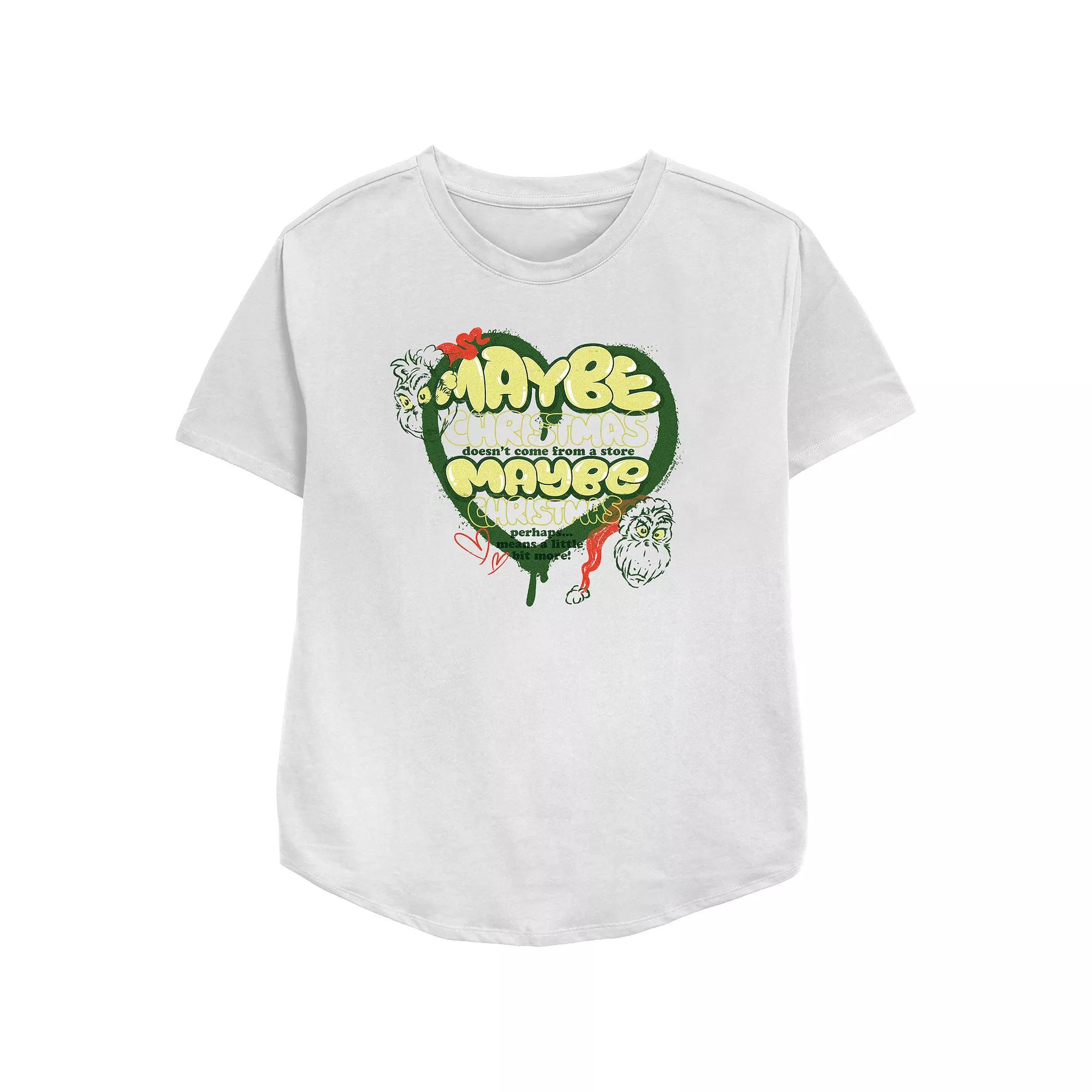 Women's Dr. Seuss Grinch Maybe Relaxed Fit Graphic Tee, Size: Medium, White Product Image