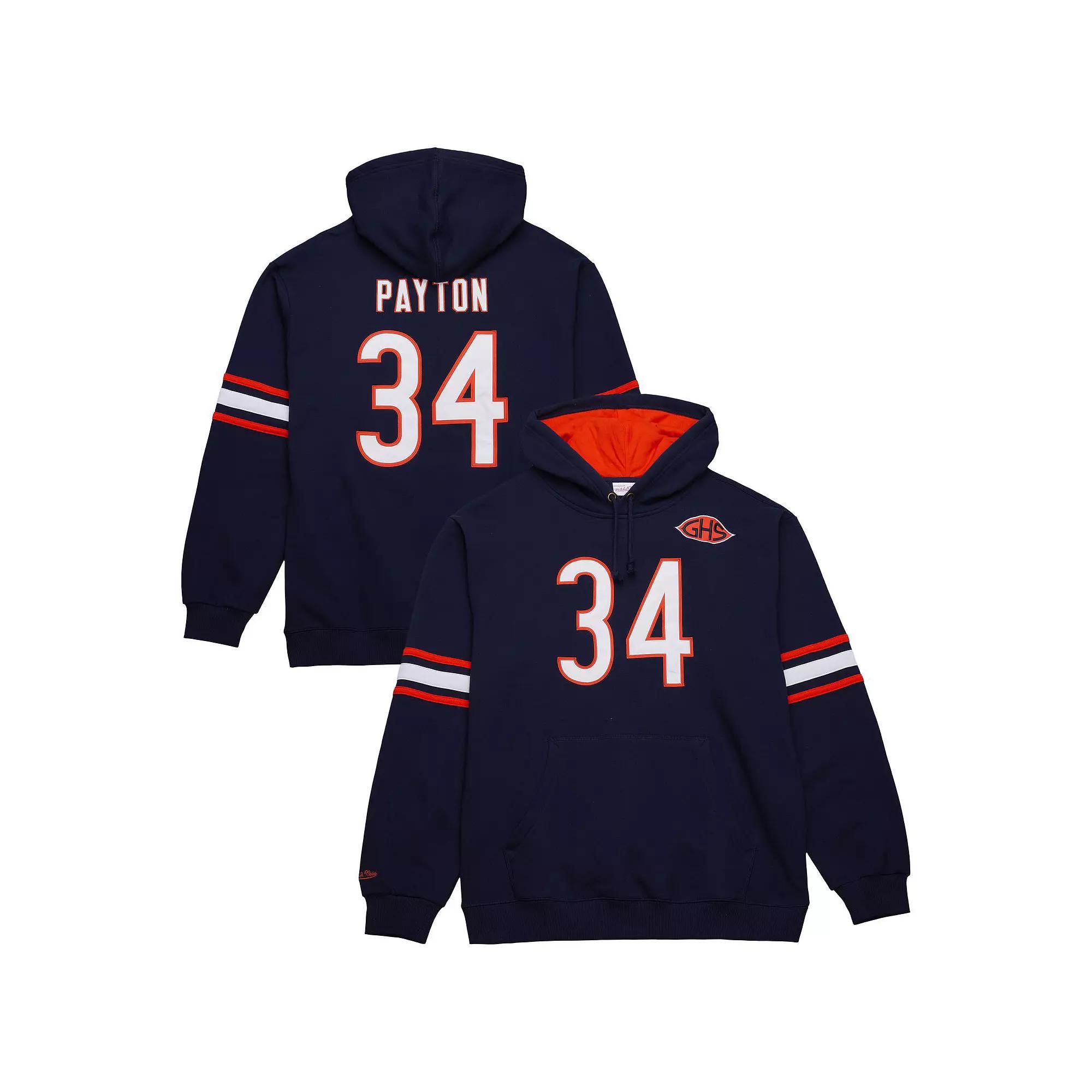 Men's Mitchell & Ness Walter Payton Navy Chicago Bears Retired Player Name & Number Pullover Hoodie, Size: Large, Blue Product Image