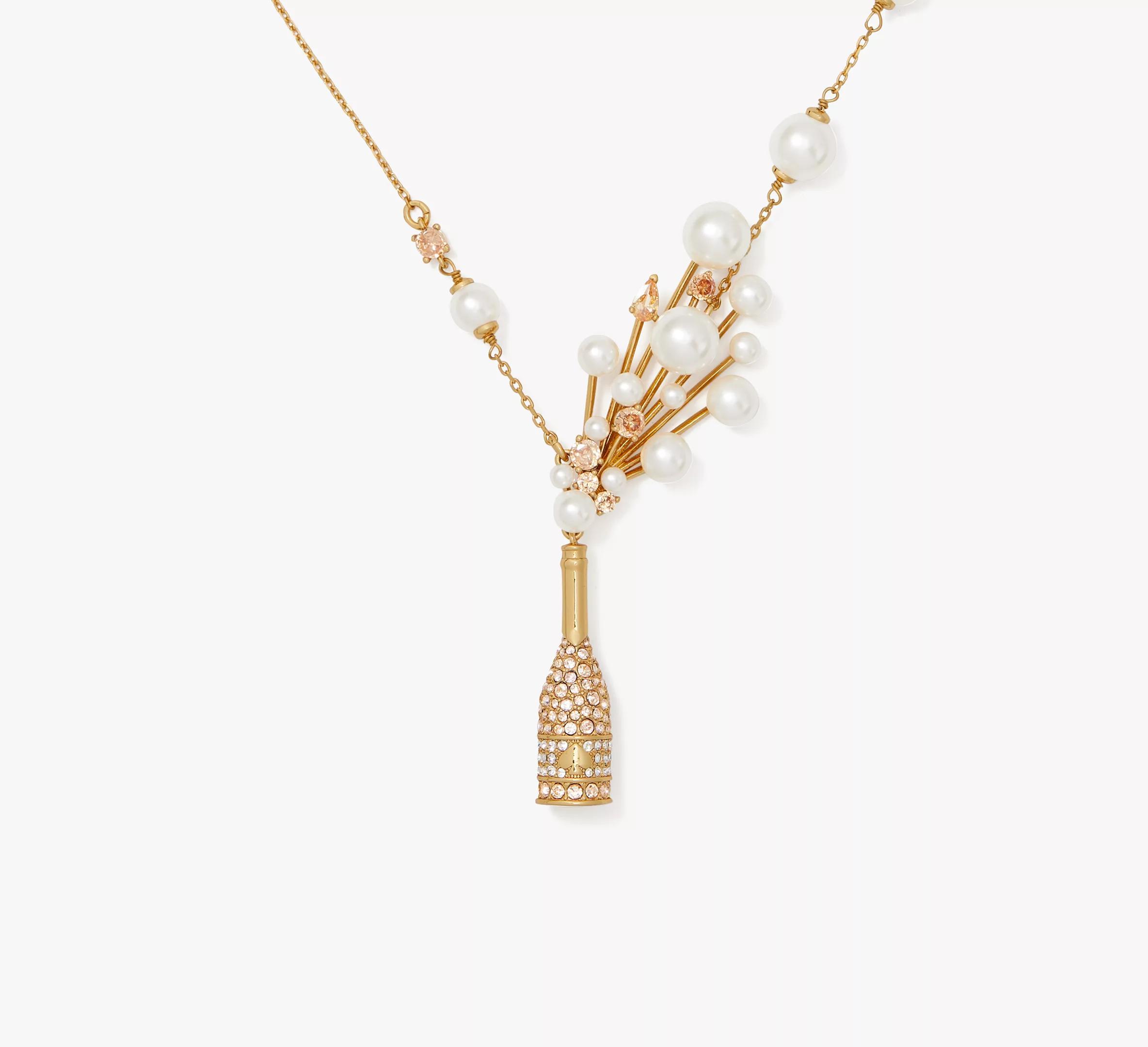 kate spade new york Cheers To That Short Pendant Crystal Pearl Statement Necklace Product Image