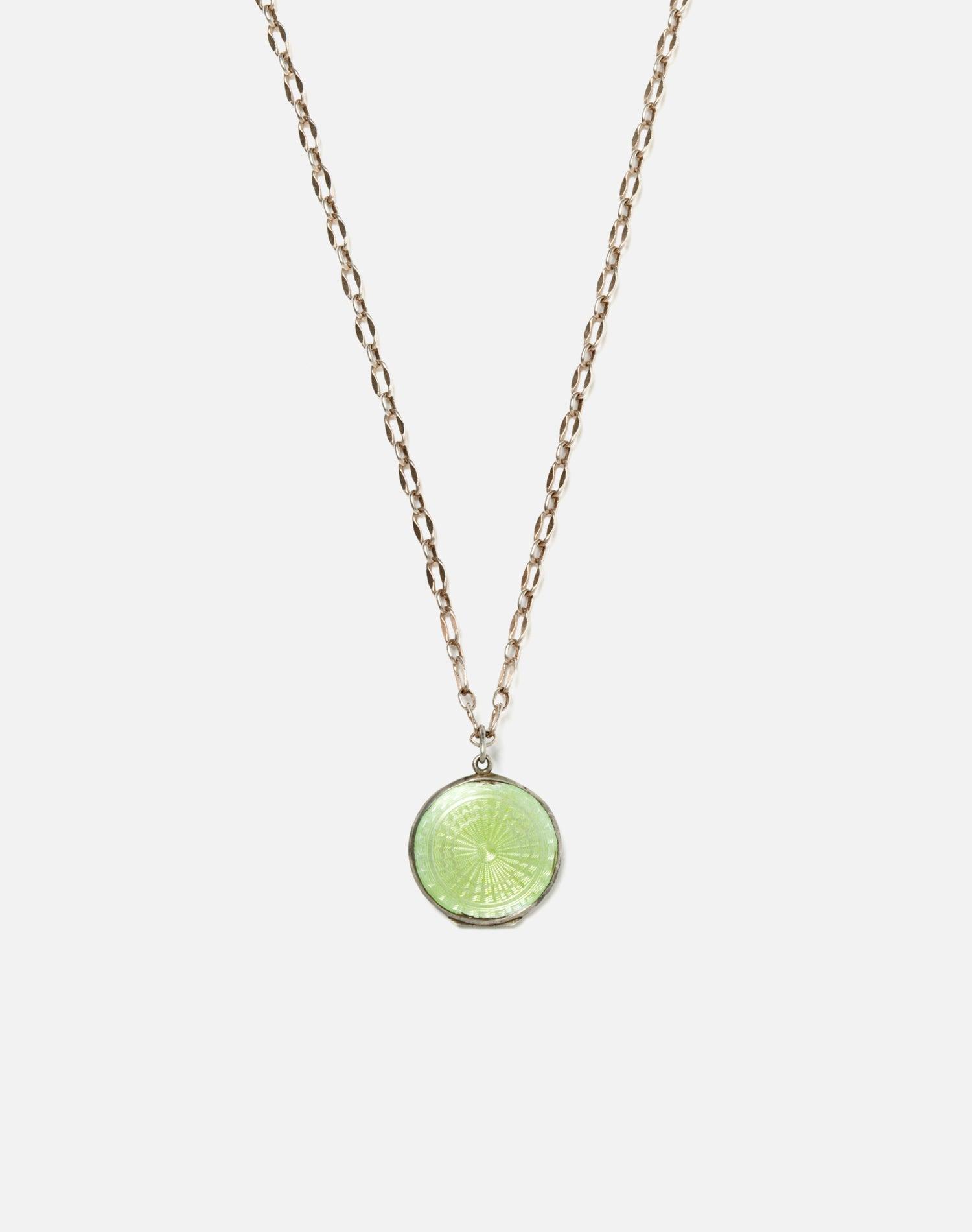 40s Sterling Guilloche Locket Necklace Female Product Image