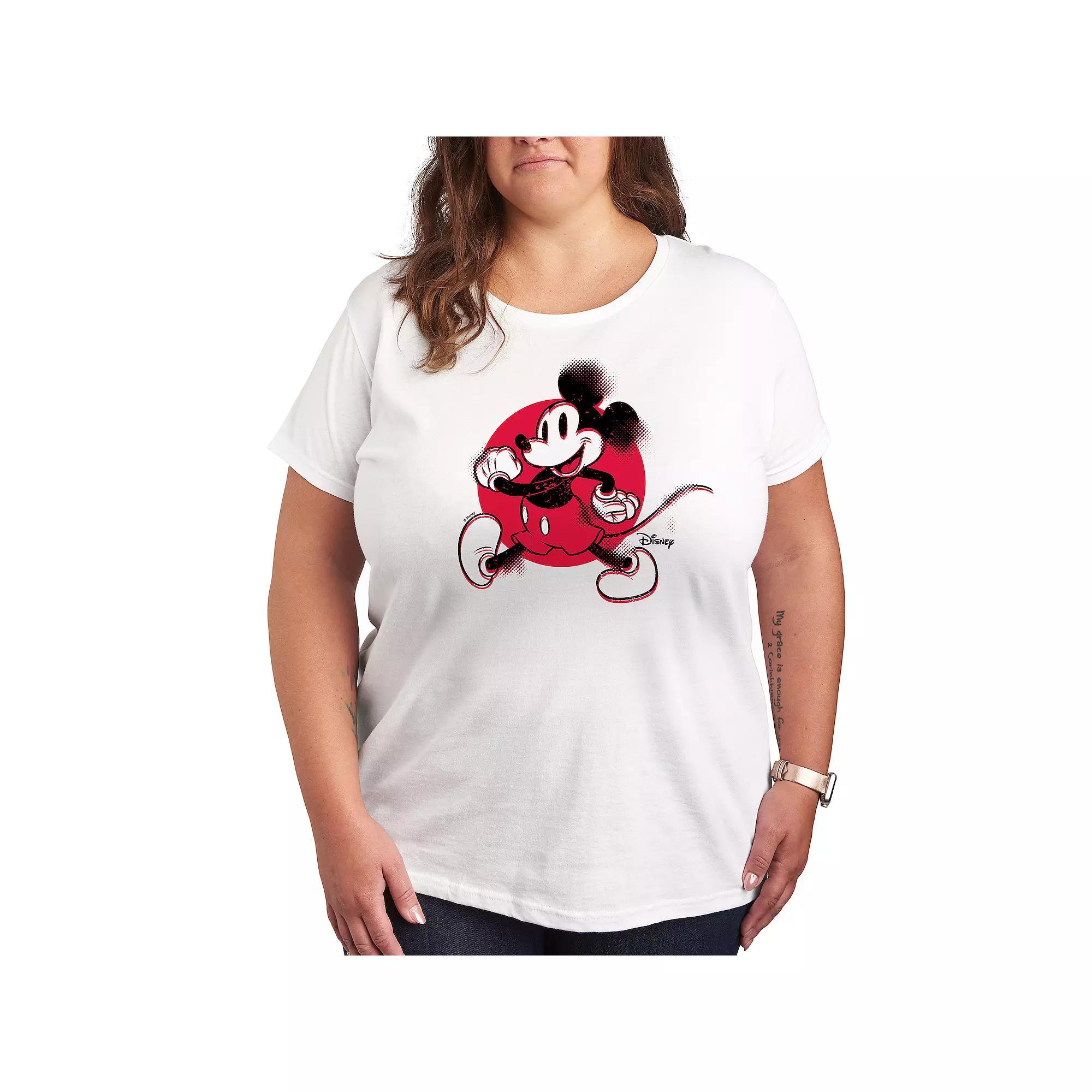 Disneys Mickey Mouse Plus Retro Glitch Graphic Tee, Womens Product Image