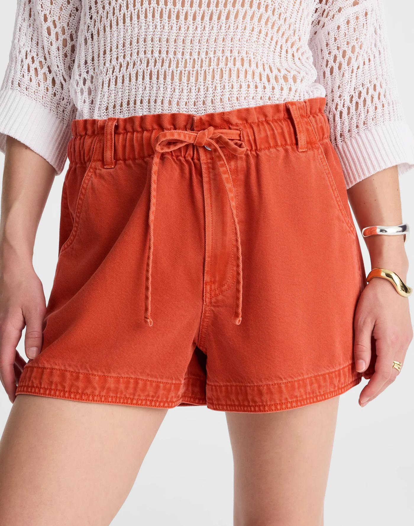 Tie-Waist Shorts in Garment Dye: Airy Denim Edition Product Image