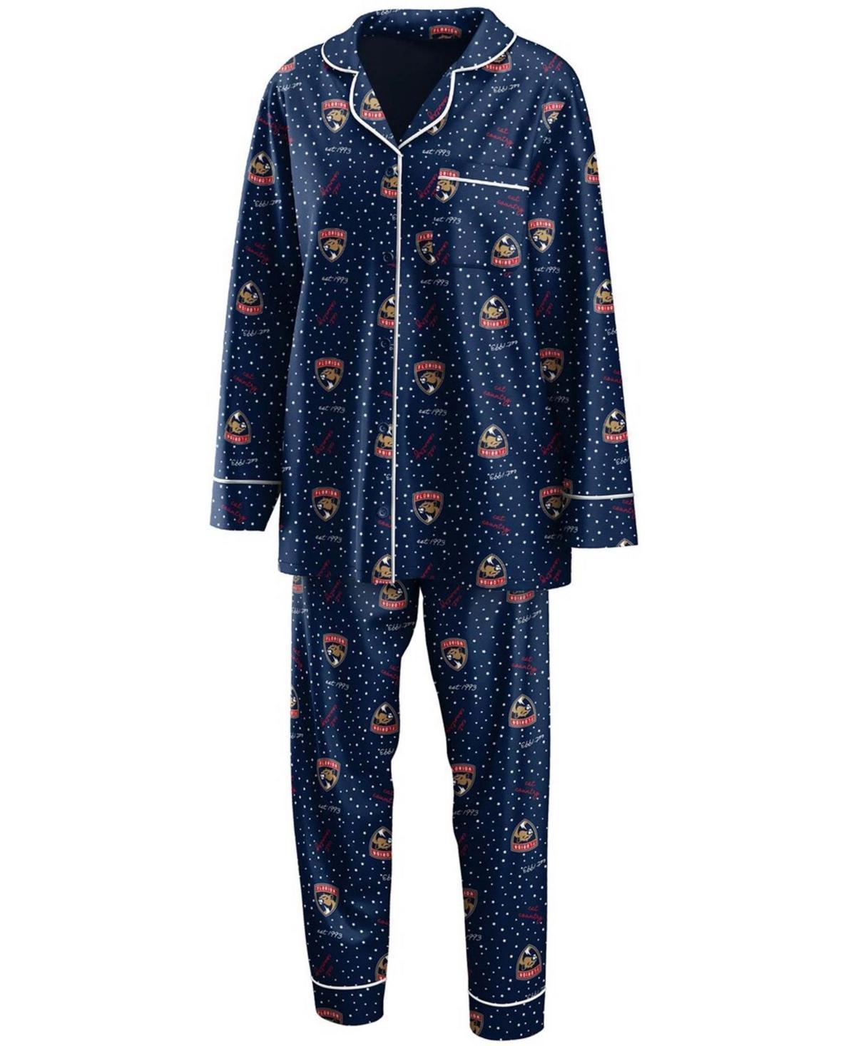 Womens Black Arizona Coyotes Long Sleeve Button-Up Shirt and Pants Sleep Set Product Image