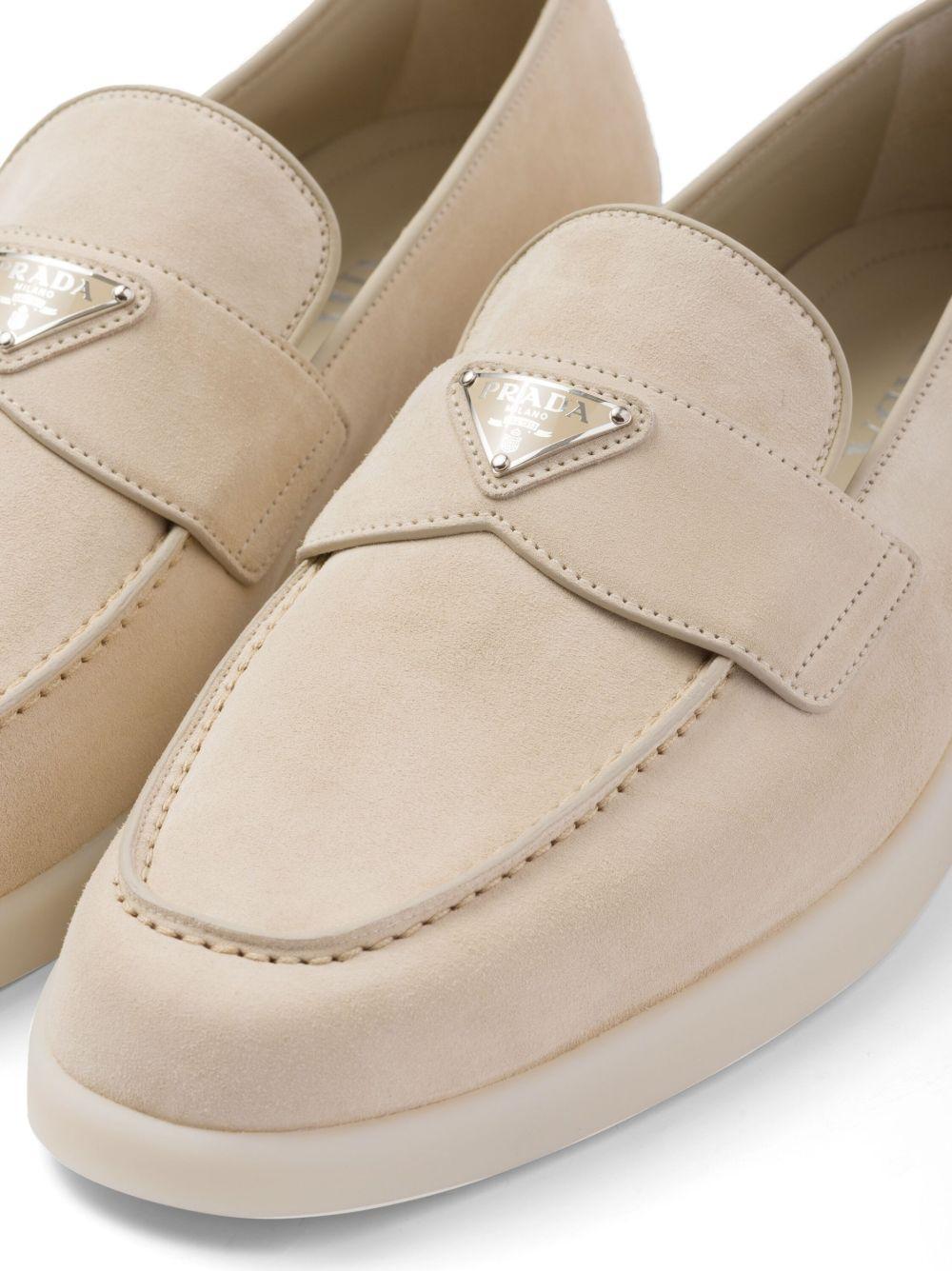 enamel triangle logo-plaque suede loafers Product Image