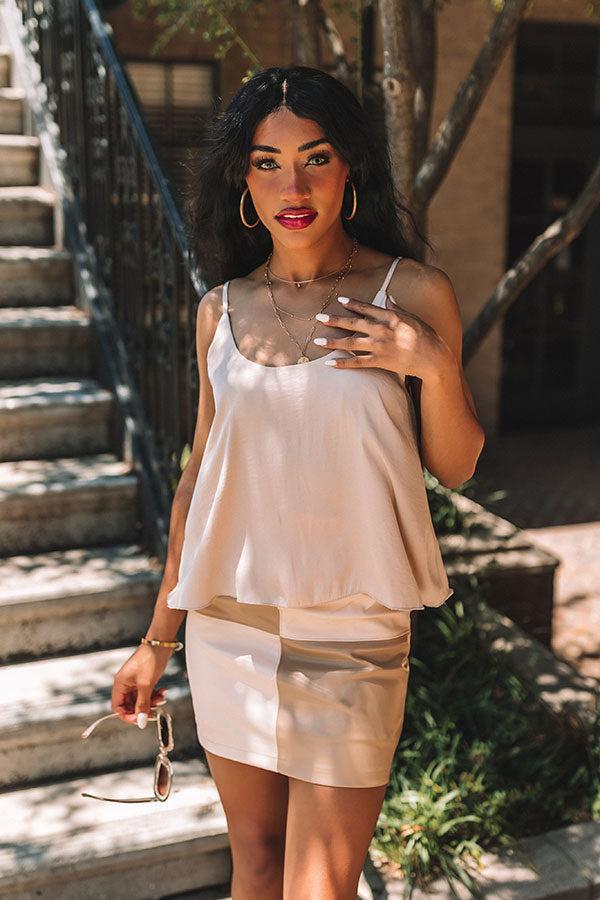 Move On Satin Shift Tank In Champagne Product Image