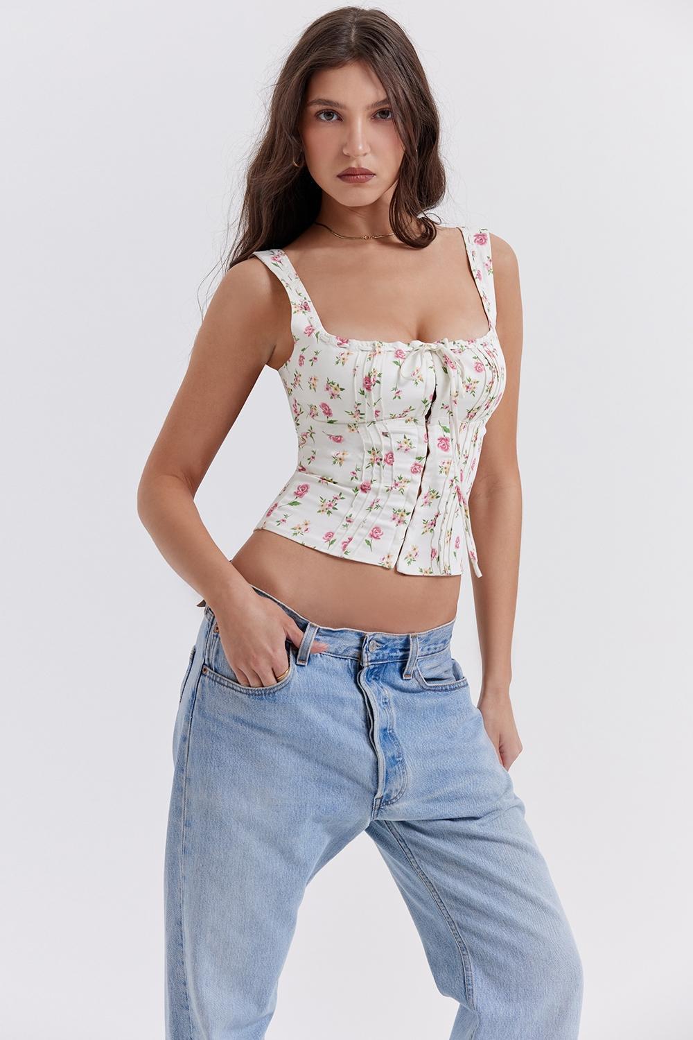 Chicca Rose Print Floral Top Product Image