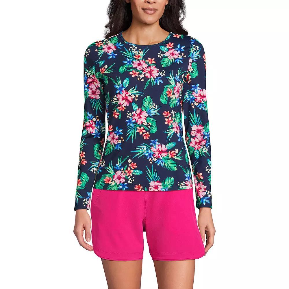 Petite Lands' End UPF 50 Long Sleeve Rash Guard, Women's, Size: XS Petite, Lily Floral Paisley Product Image