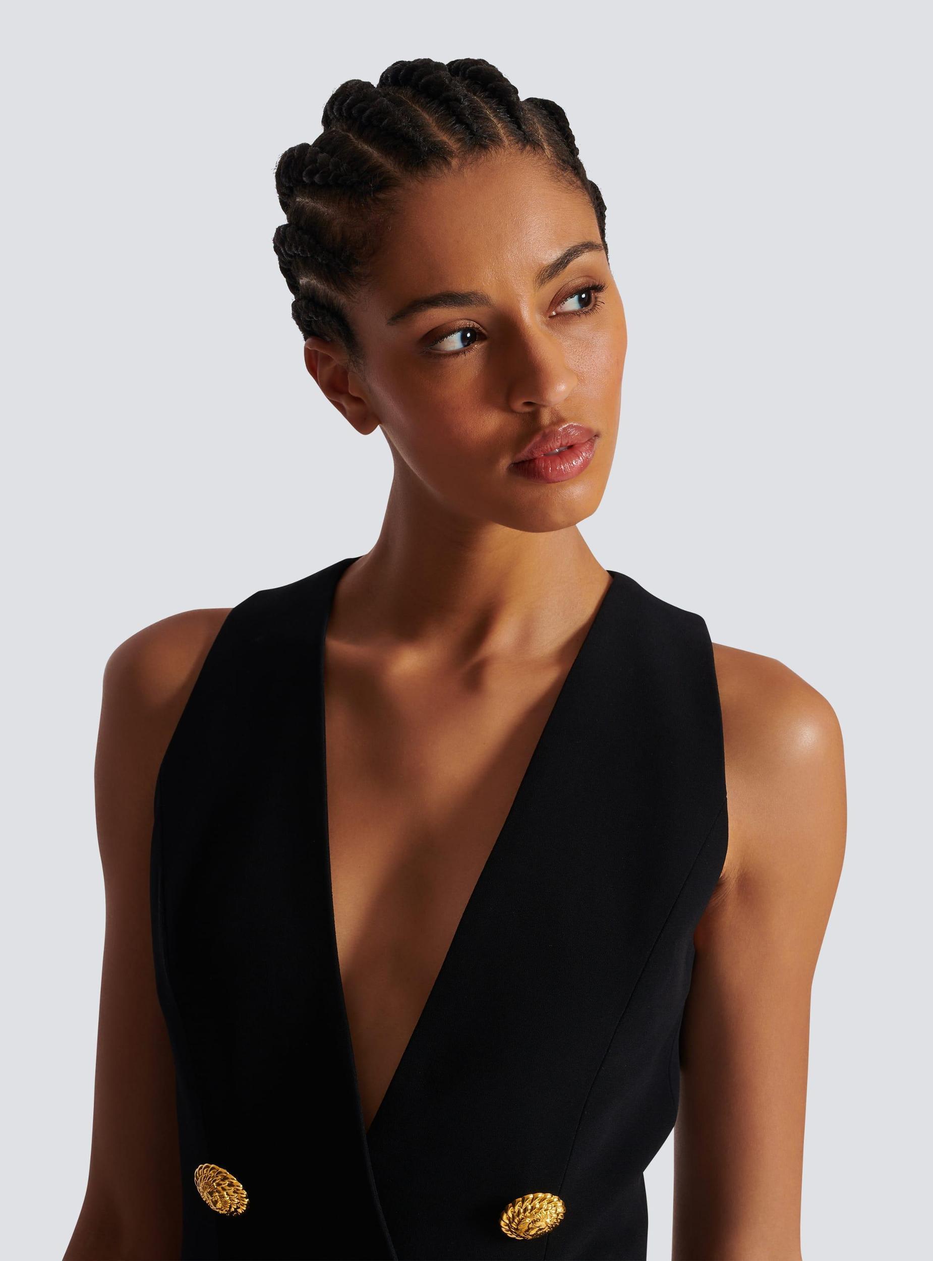 Pleated flared crepe dress Product Image