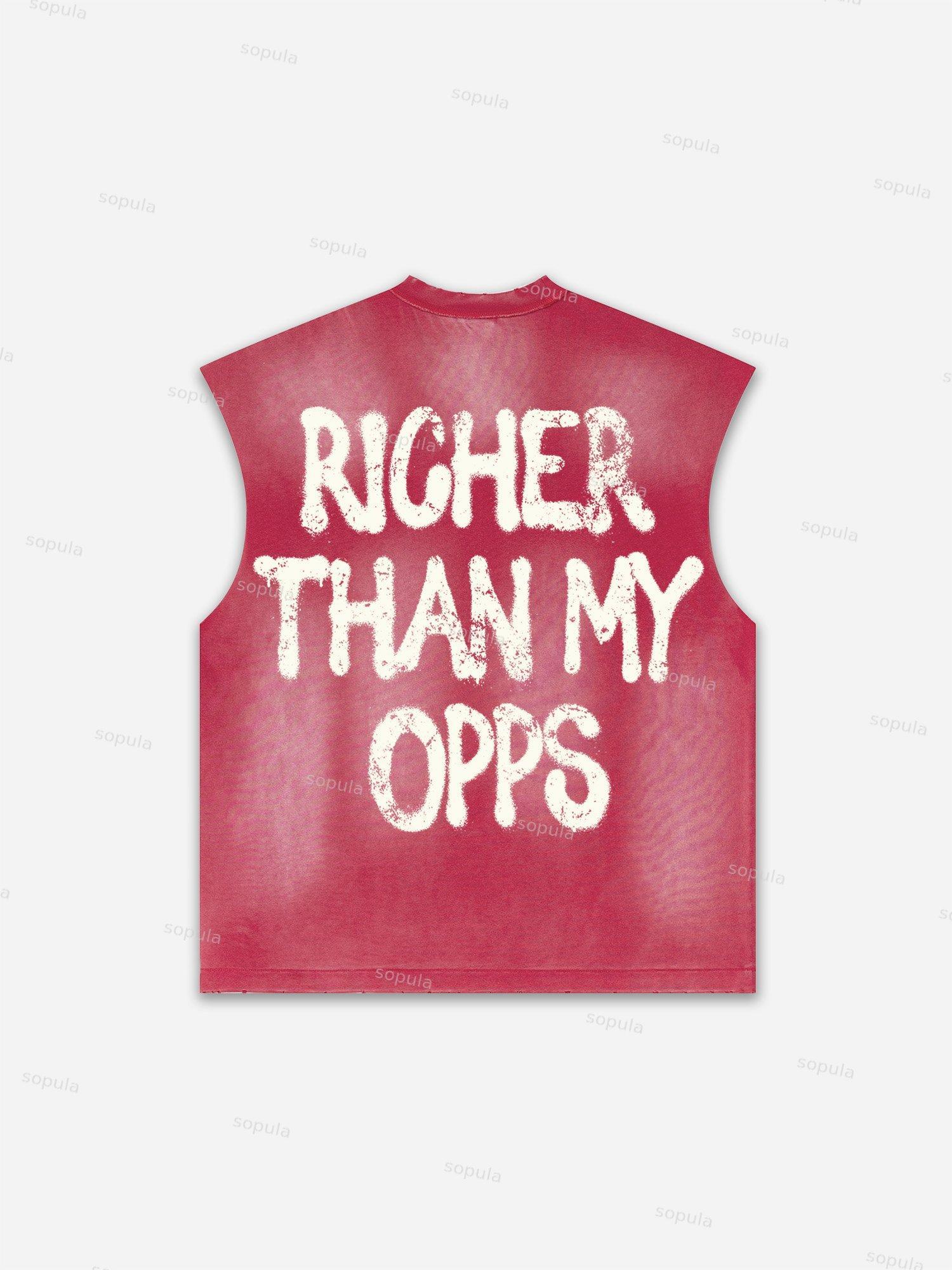 Men's Washed Richer Than My Opps Vintage Abstract Man Graphic Tank Top Product Image
