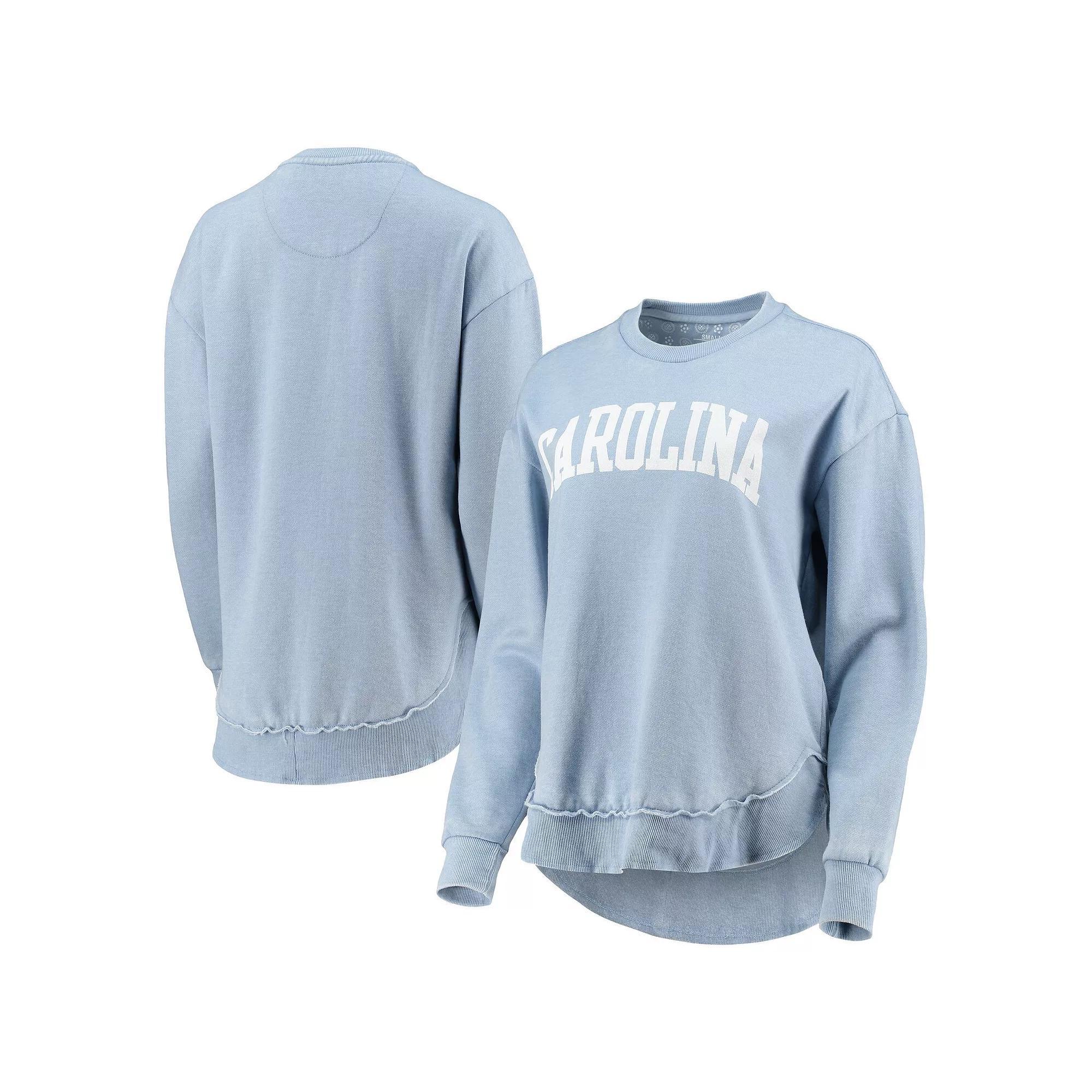 Women's Pressbox Light Blue North Carolina Tar Heels Vintage Wash Pullover Sweatshirt, Size: 2XL Product Image