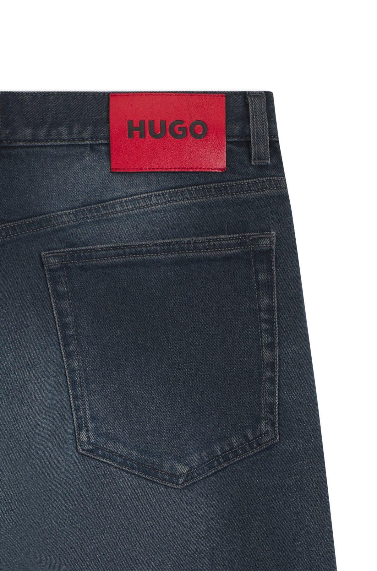 Slim-fit jeans in used-effect blue stretch denim Product Image