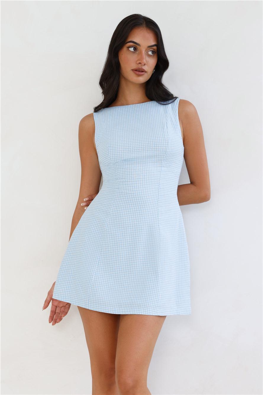 Dream Paddock Gingham Mini Dress Blue Product Image