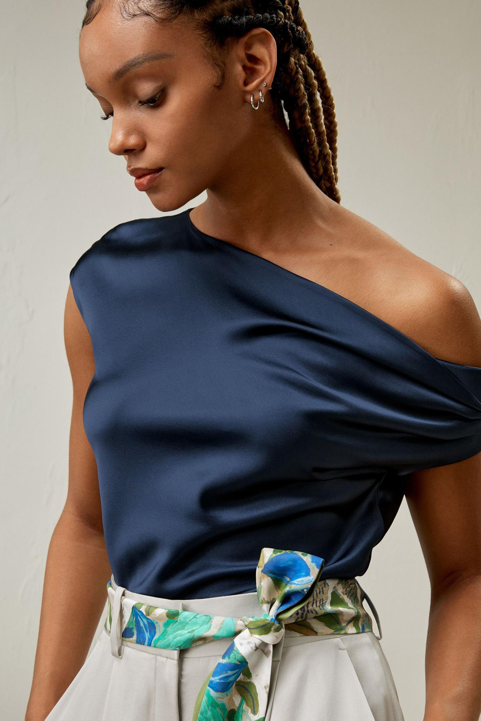 Boat Neck Silk Top Product Image