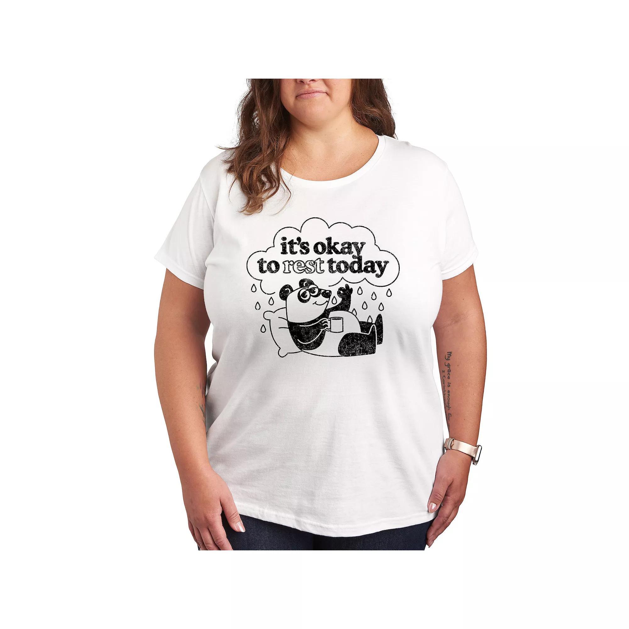 Plus Go With The Flow Wave Graphic Tee, Womens Grey Royal Blue Product Image