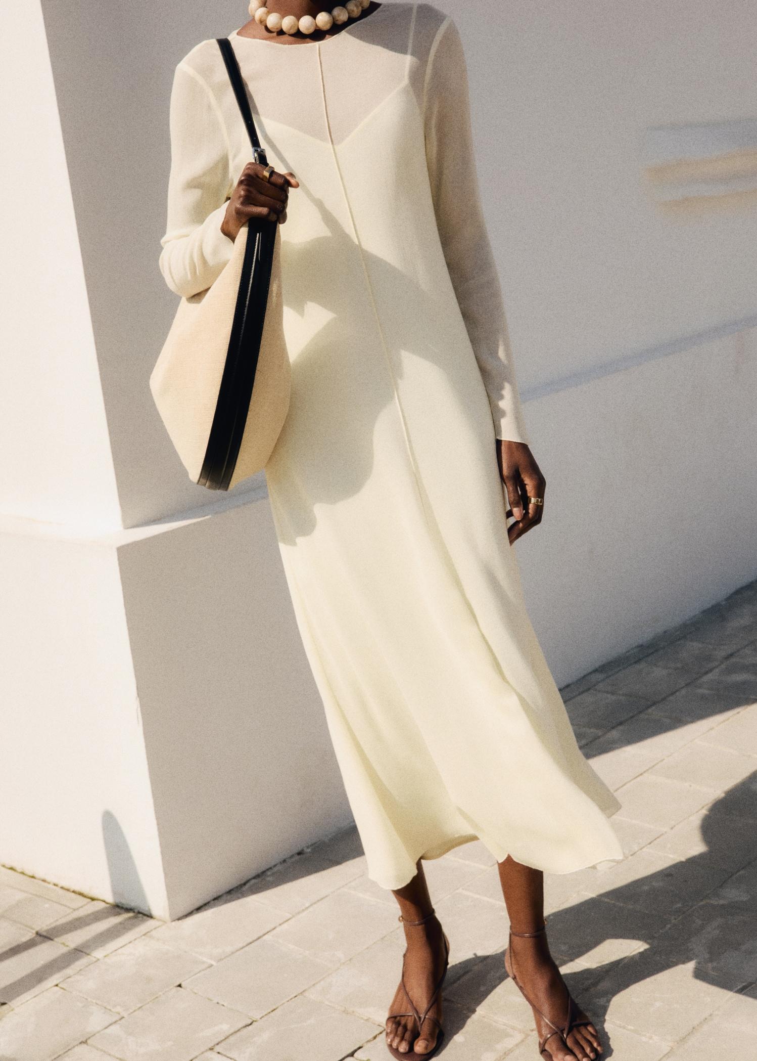 Semi-transparent combination dress - Women | MANGO USA Product Image