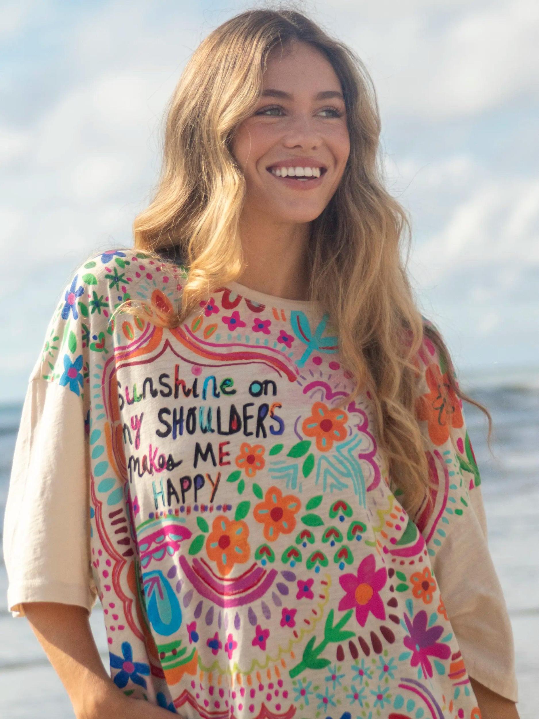 One Size Cotton Easy Tee - Cream Sunshine On My Shoulders Product Image