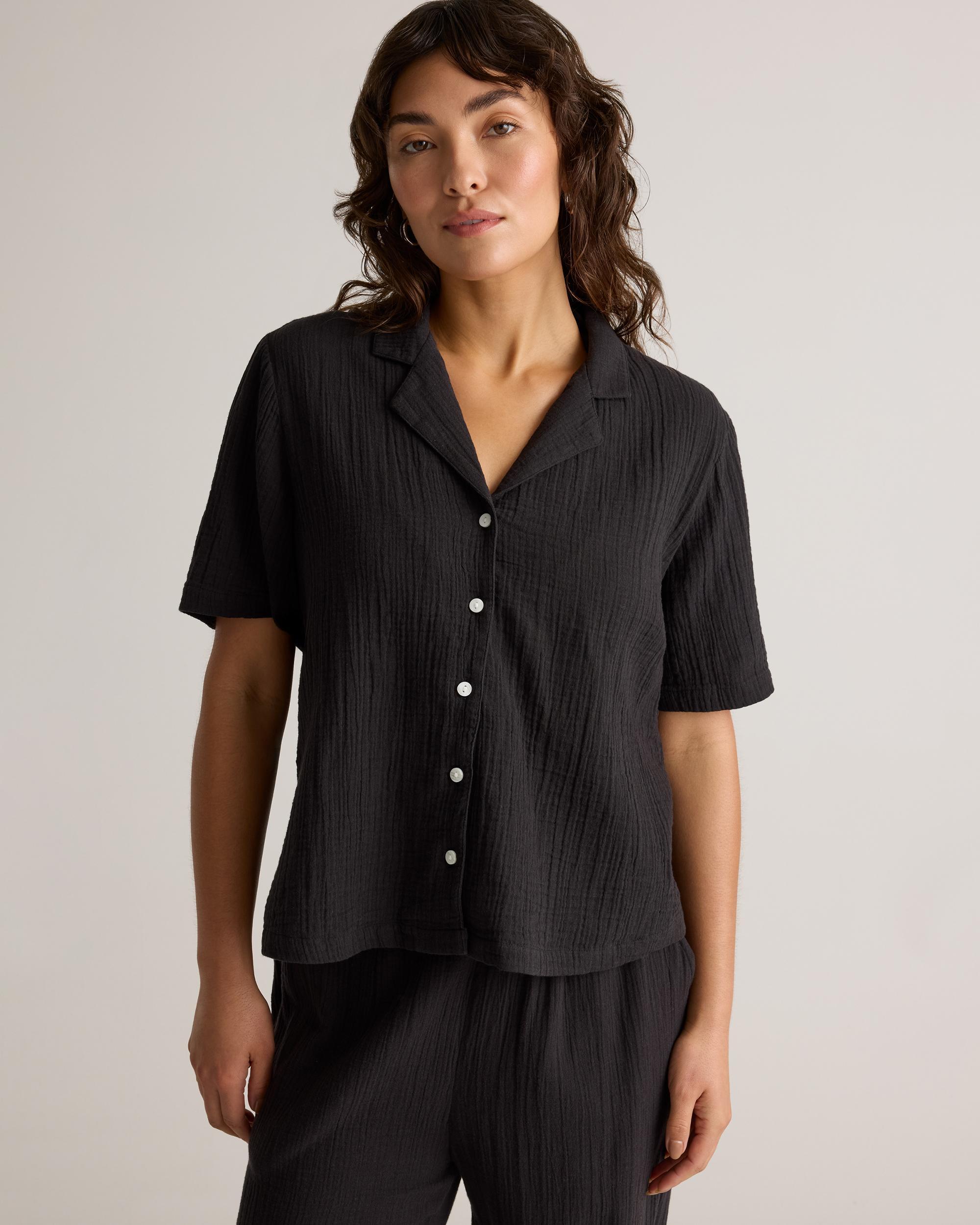 Quince | Women's Gauze Short Sleeve Shirt Size XS, Organic Cotton Product Image