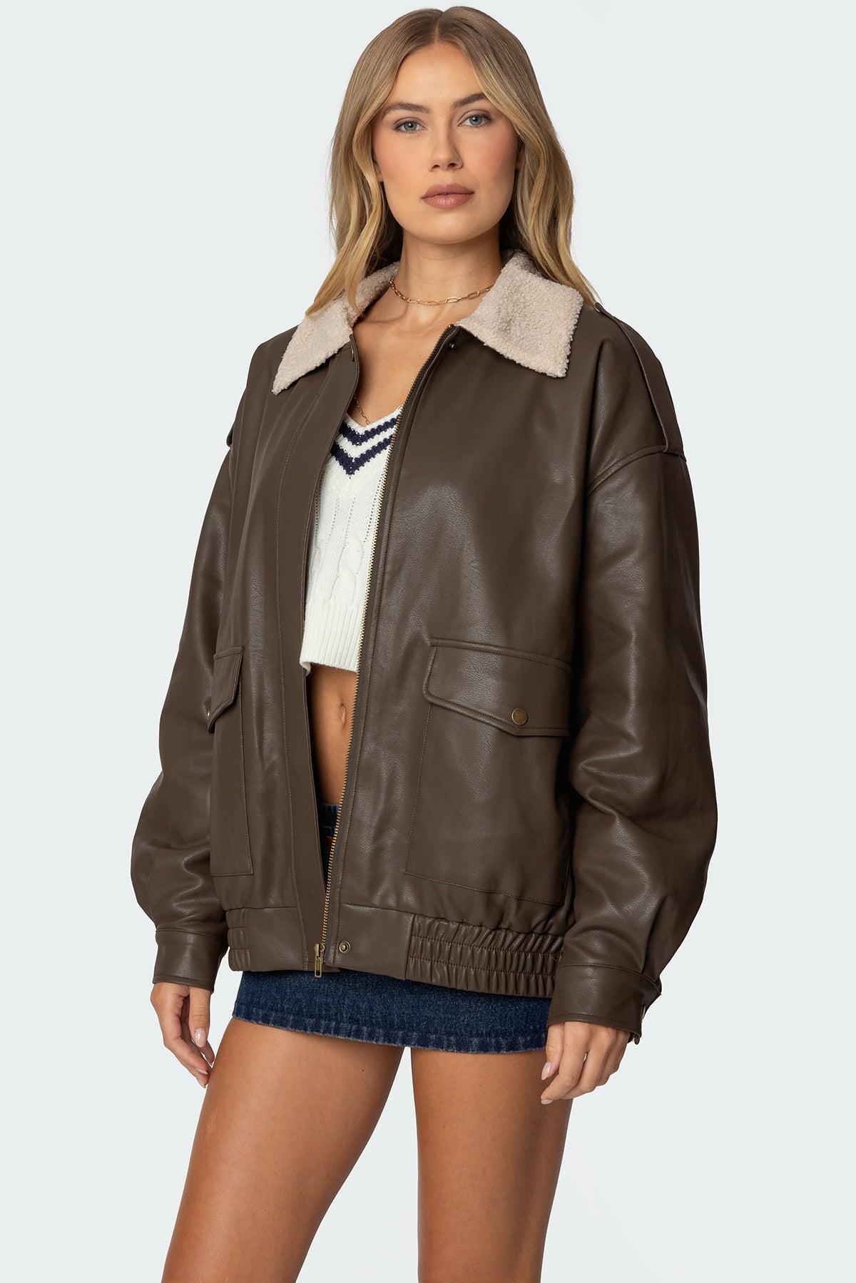 Ann Oversized Faux Leather Jacket Product Image