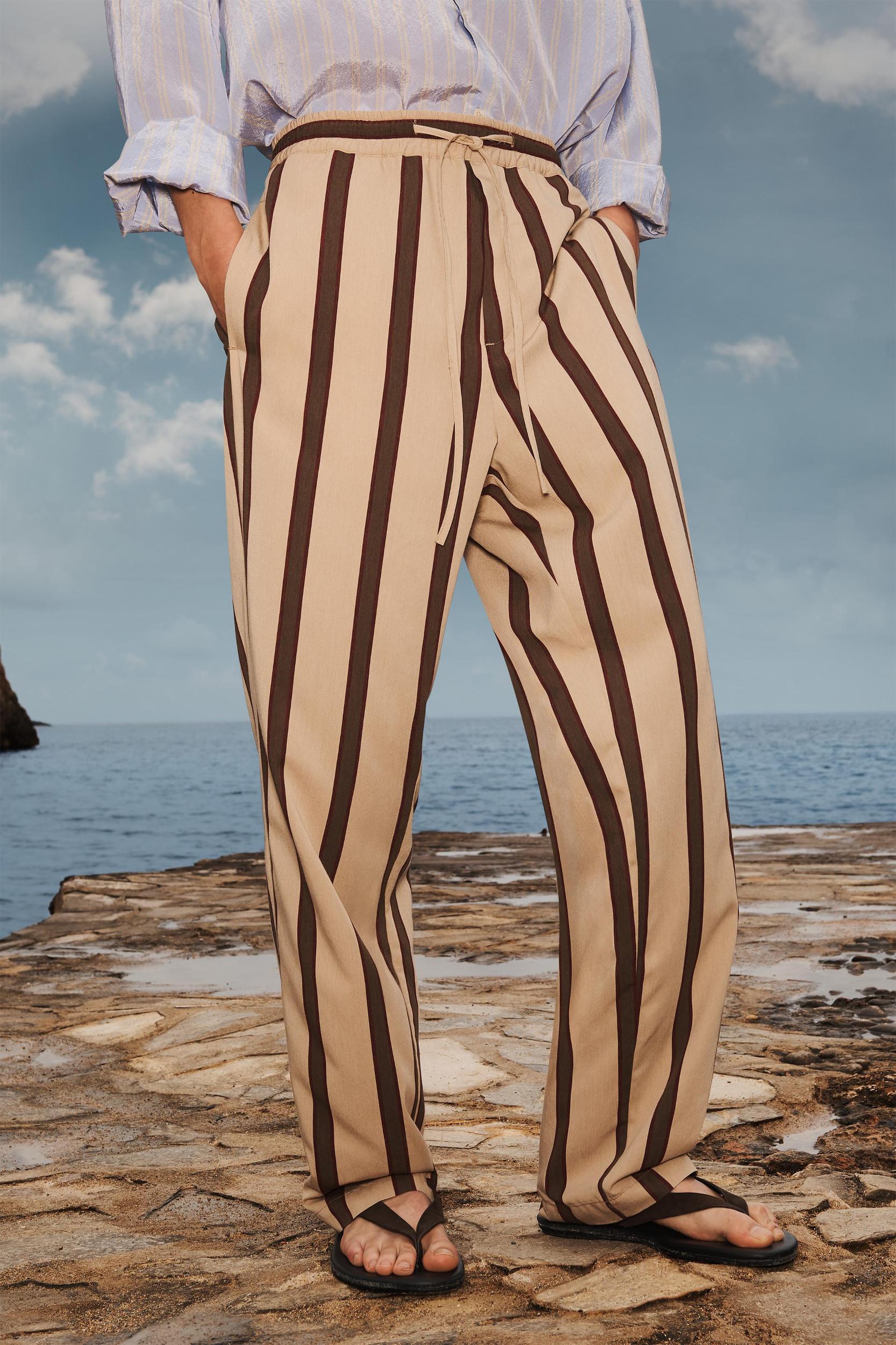 LIMITED EDITION STRIPED COTTON LINEN TRENCH COAT Product Image