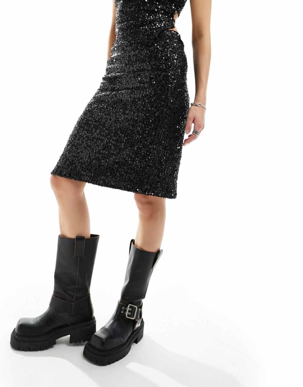 Reclaimed Vintage sequin midi skirt Product Image