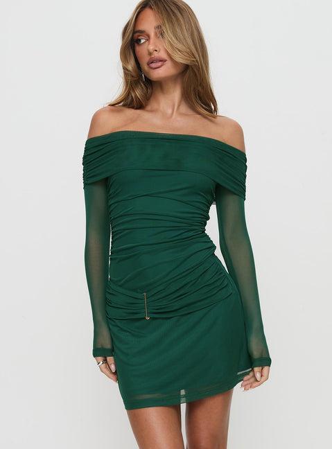 Olympique Long Sleeve Mini Dress Teal Product Image