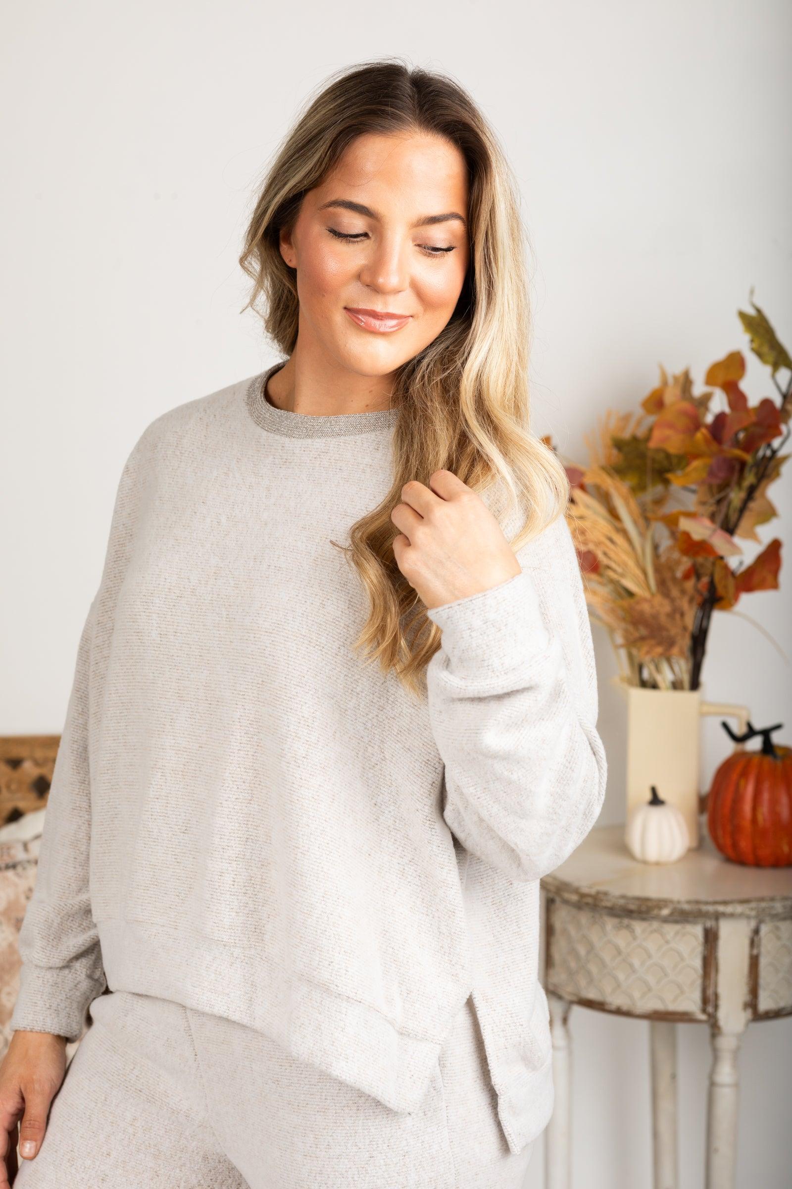 Crewneck Brushed Soft Knit Top Product Image