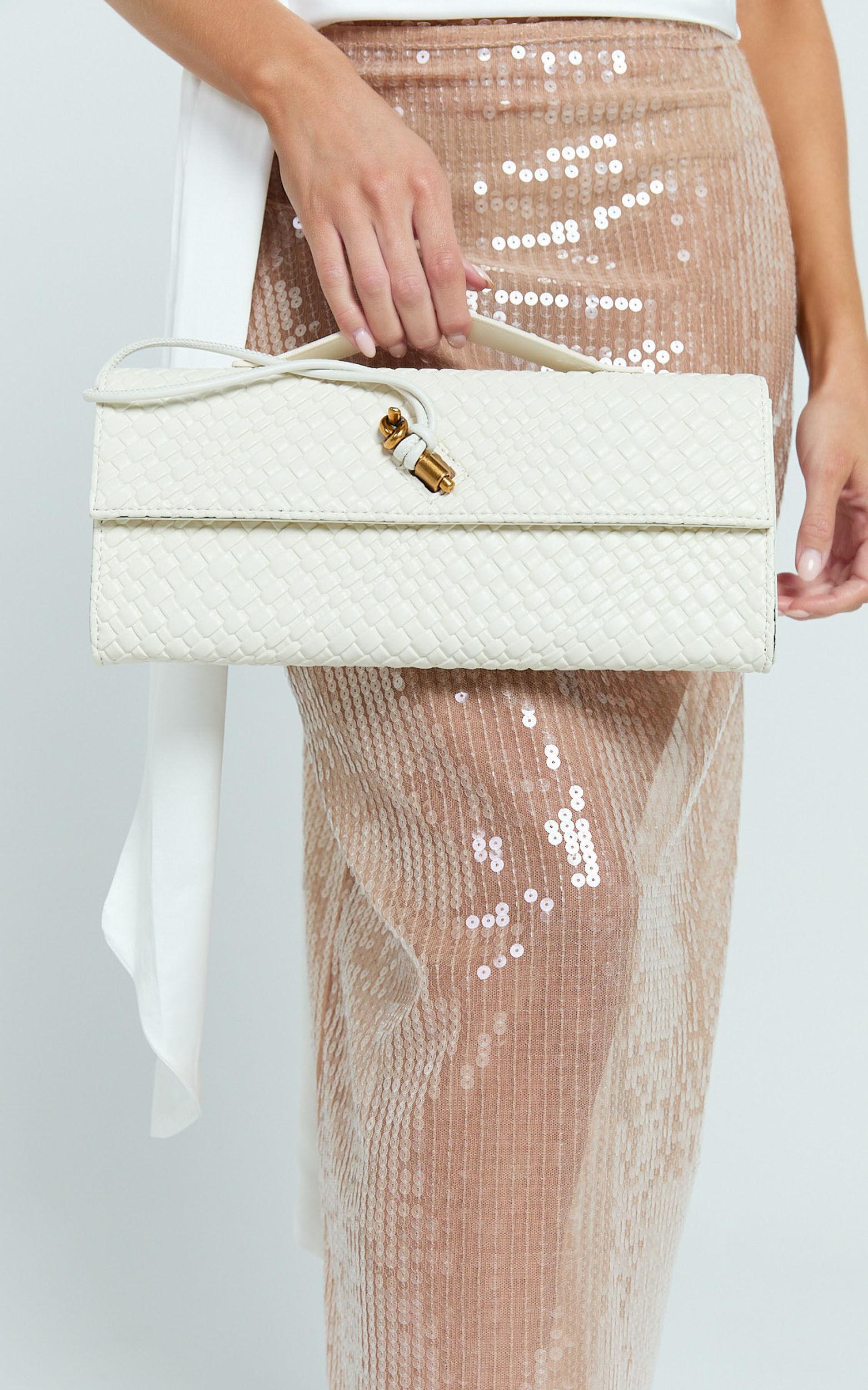Krizza Bag - Woven Clutch Bag in White Product Image