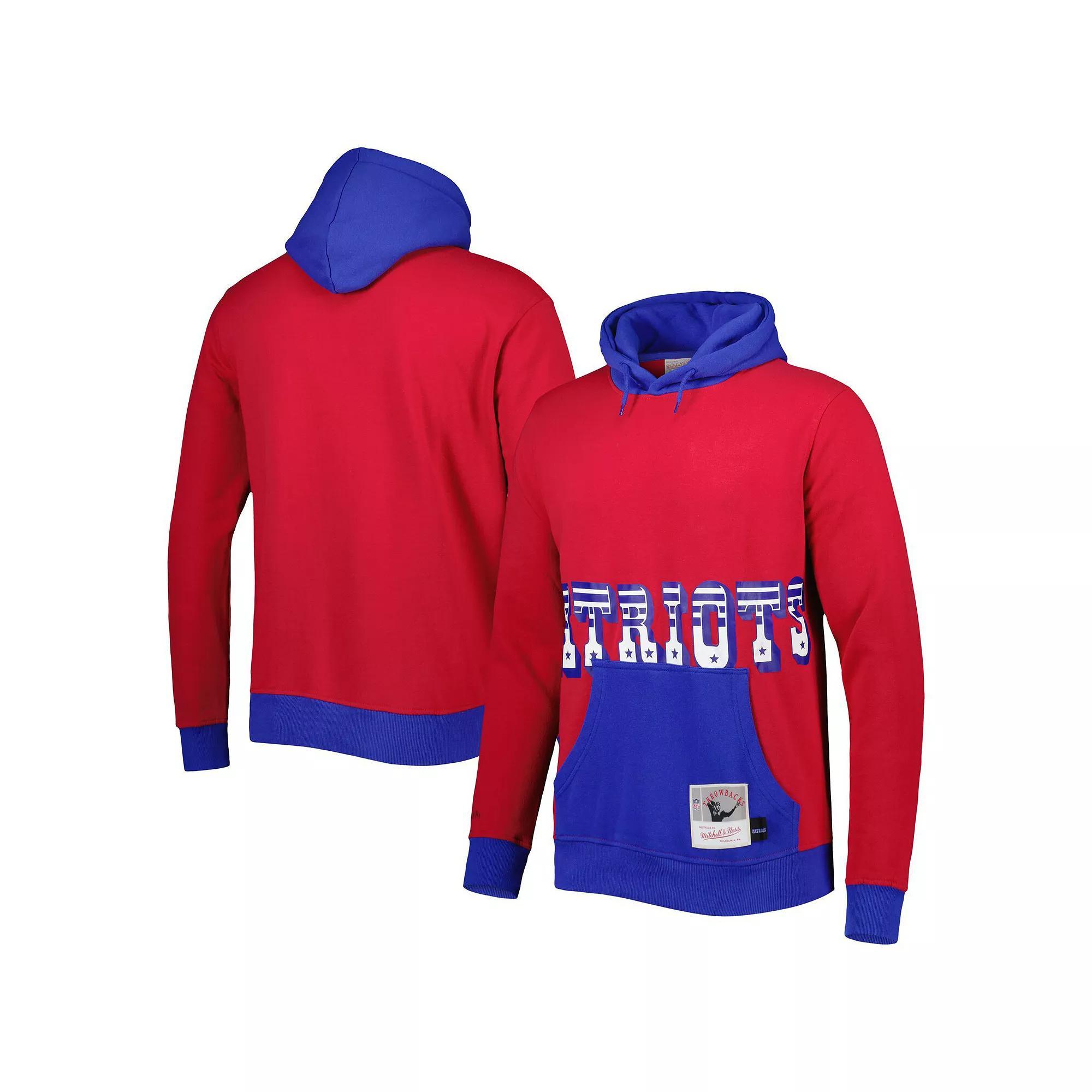 Men's Mitchell & Ness Red New England Patriots Big Face 5.0 Pullover Hoodie, Size: 5XL Product Image