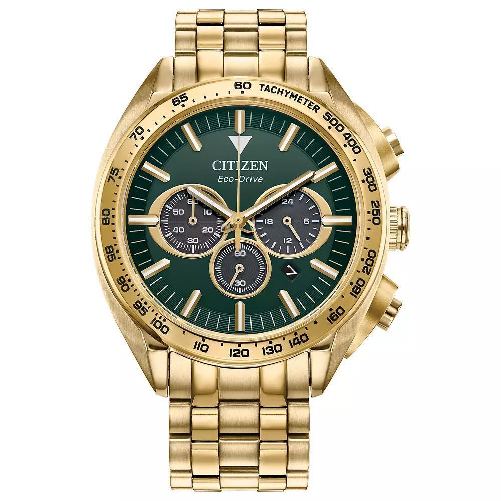 Citizen Mens Eco-Drive Carson Stainless Steel Bracelet Chronograph Watch Blue Two Tone Product Image