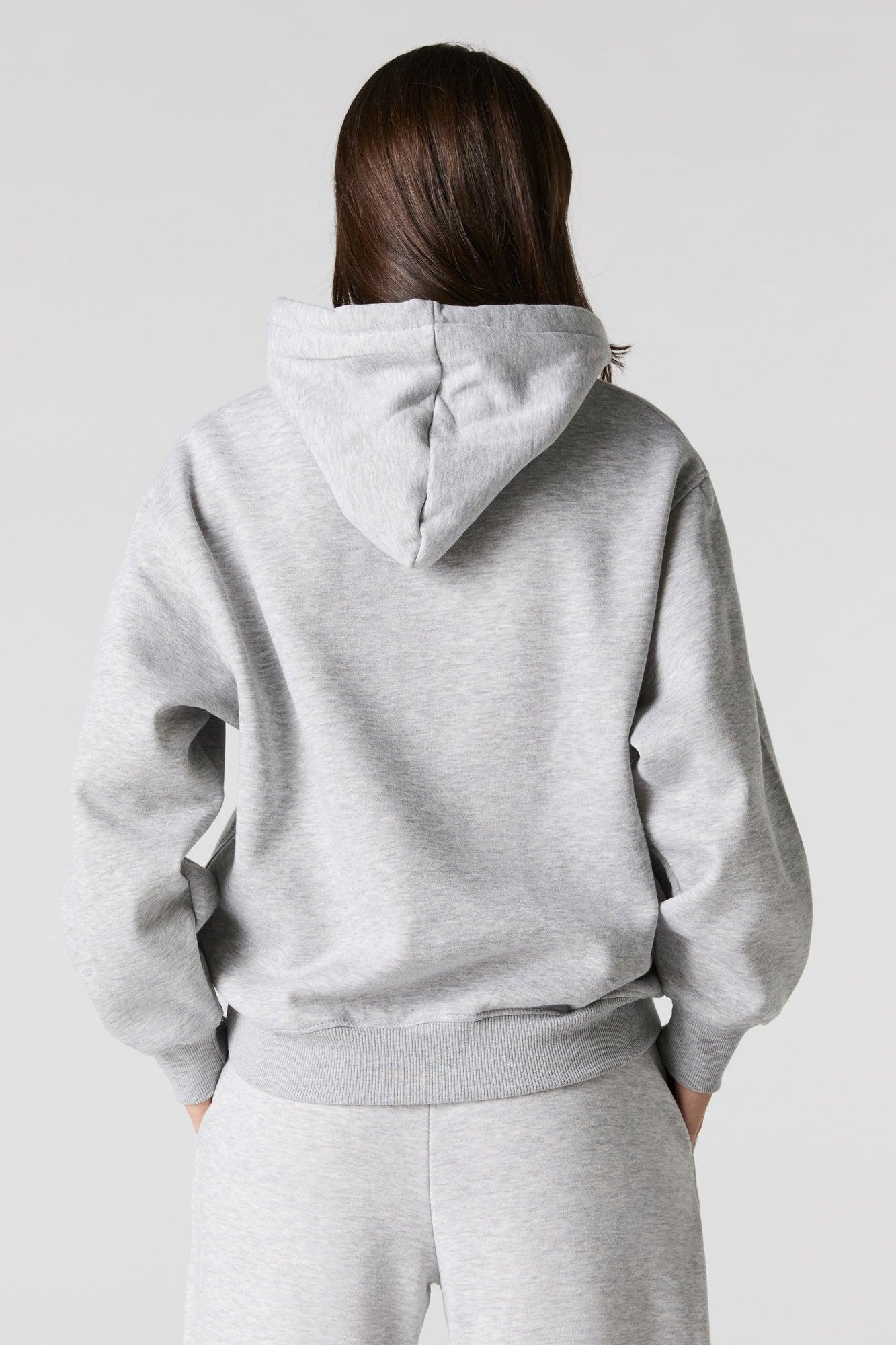 Oversized Solid Fleece Hoodie Female Product Image