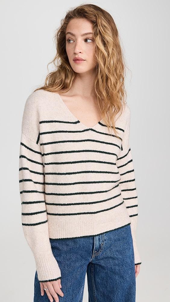 Madewell Stripe Vneck Cozy Cotton Wedged Pullover | Shopbop Product Image