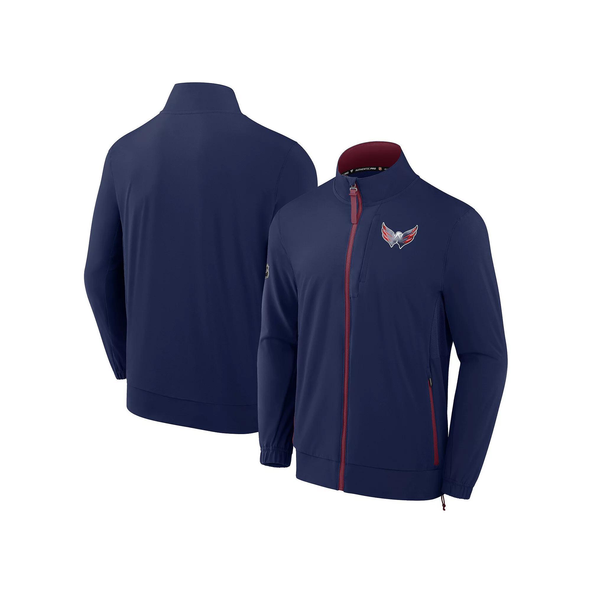 Men's Fanatics  Navy Washington Capitals Authentic Pro Rink Coaches Full-Zip Jacket, Size: Large, Blue Product Image