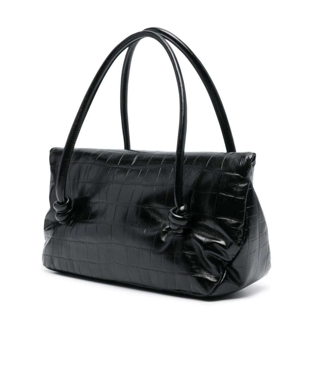 JIL SANDER Black Medium Crocodile-effect Shoulder Bag Product Image