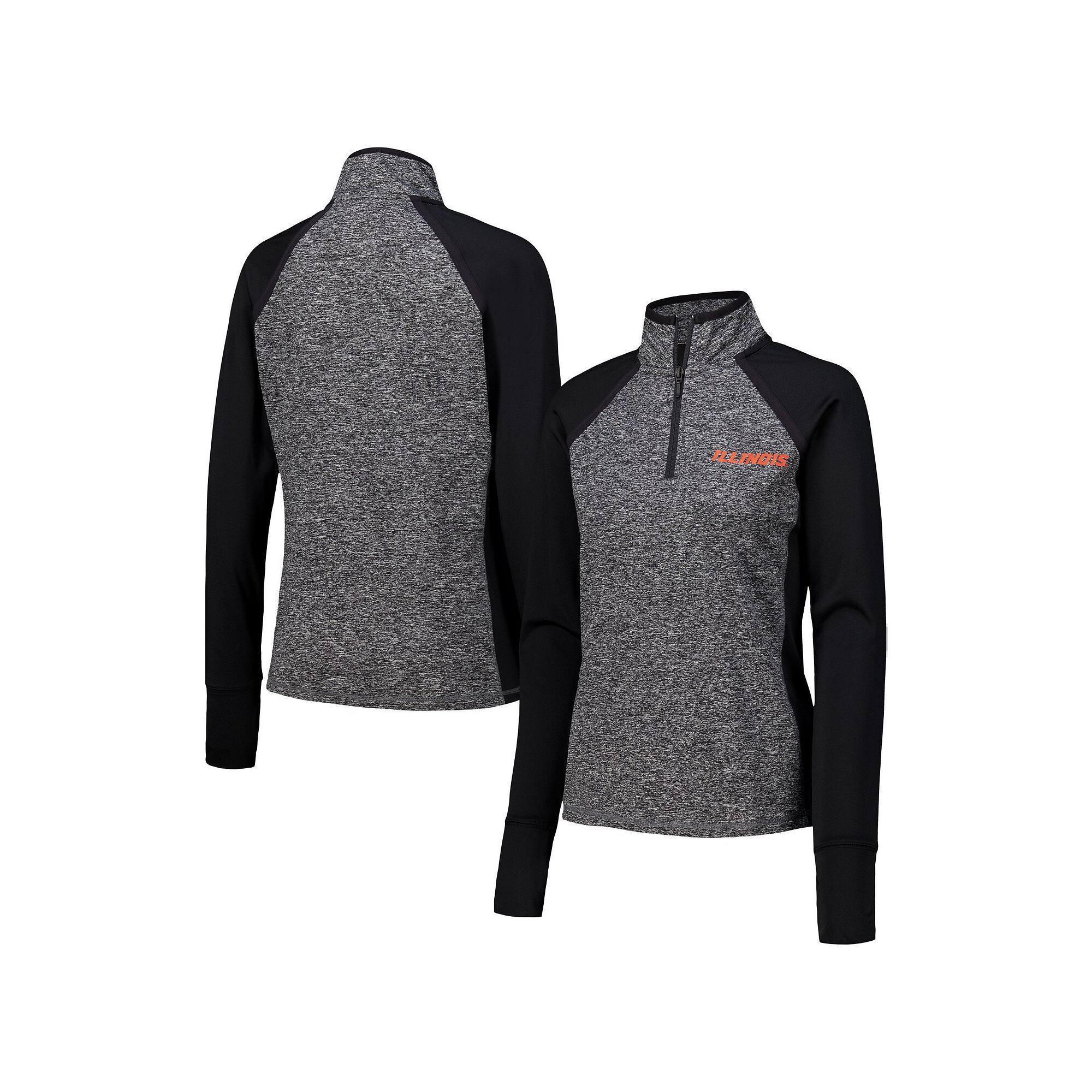 Women's Black Illinois Fighting Illini Finalist Raglan Quarter-Zip Jacket, Size: XXL Product Image
