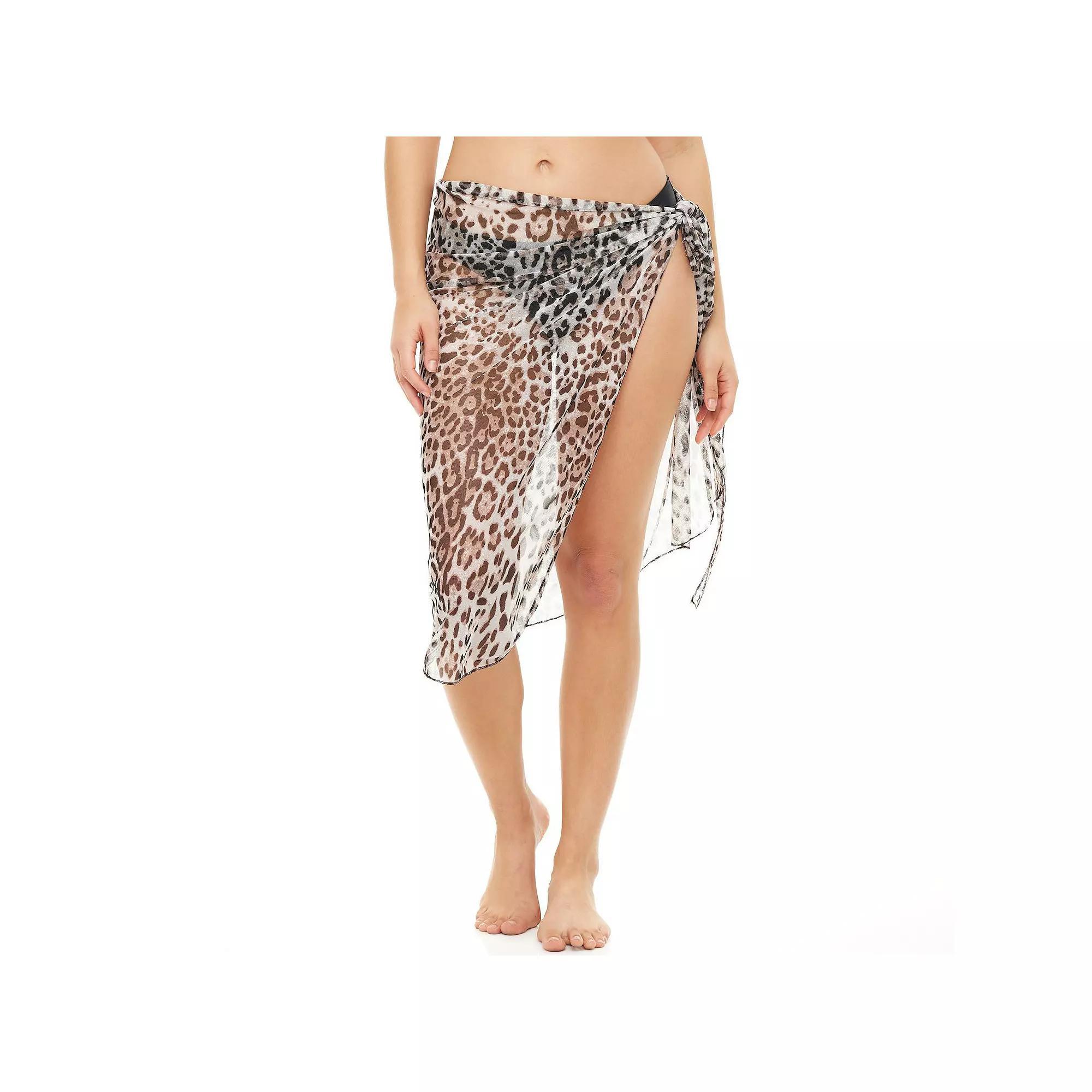 Women's Jordan Taylor Animal-Print Swim Cover-Up Wrap Skirt, Zebra Grey Product Image