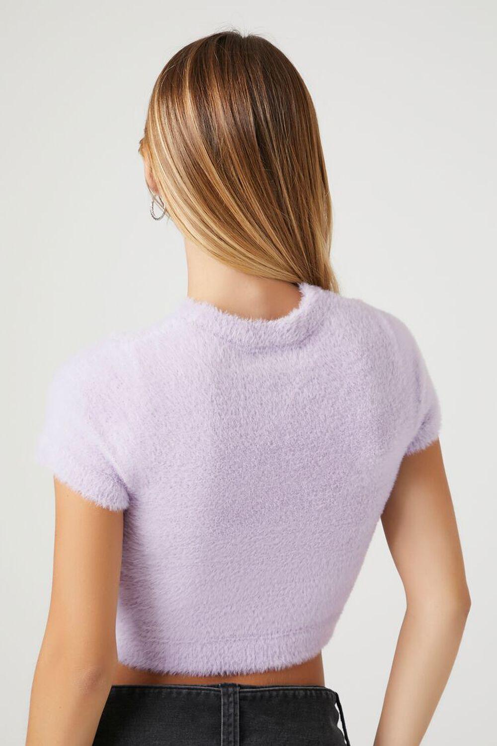 Fuzzy Sweater-Knit Heart Cropped Tee | Forever 21 Product Image