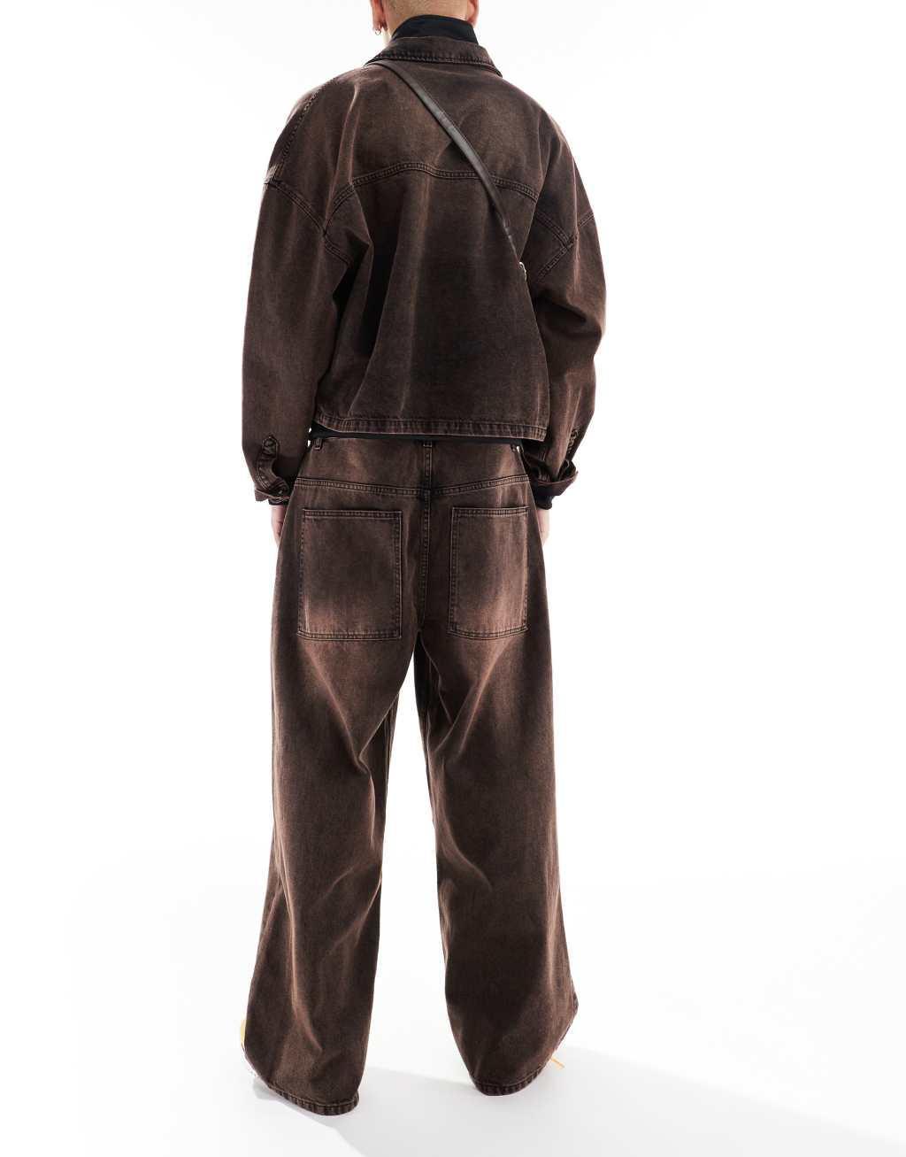 ASOS DESIGN super baggy jeans in brown wash - part of a set Product Image