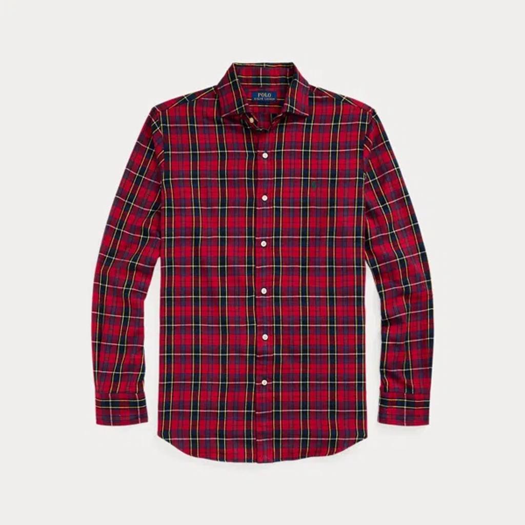 Polo Ralph Lauren icon logo plaid sanded twill shirt custom fit in red/navy Product Image